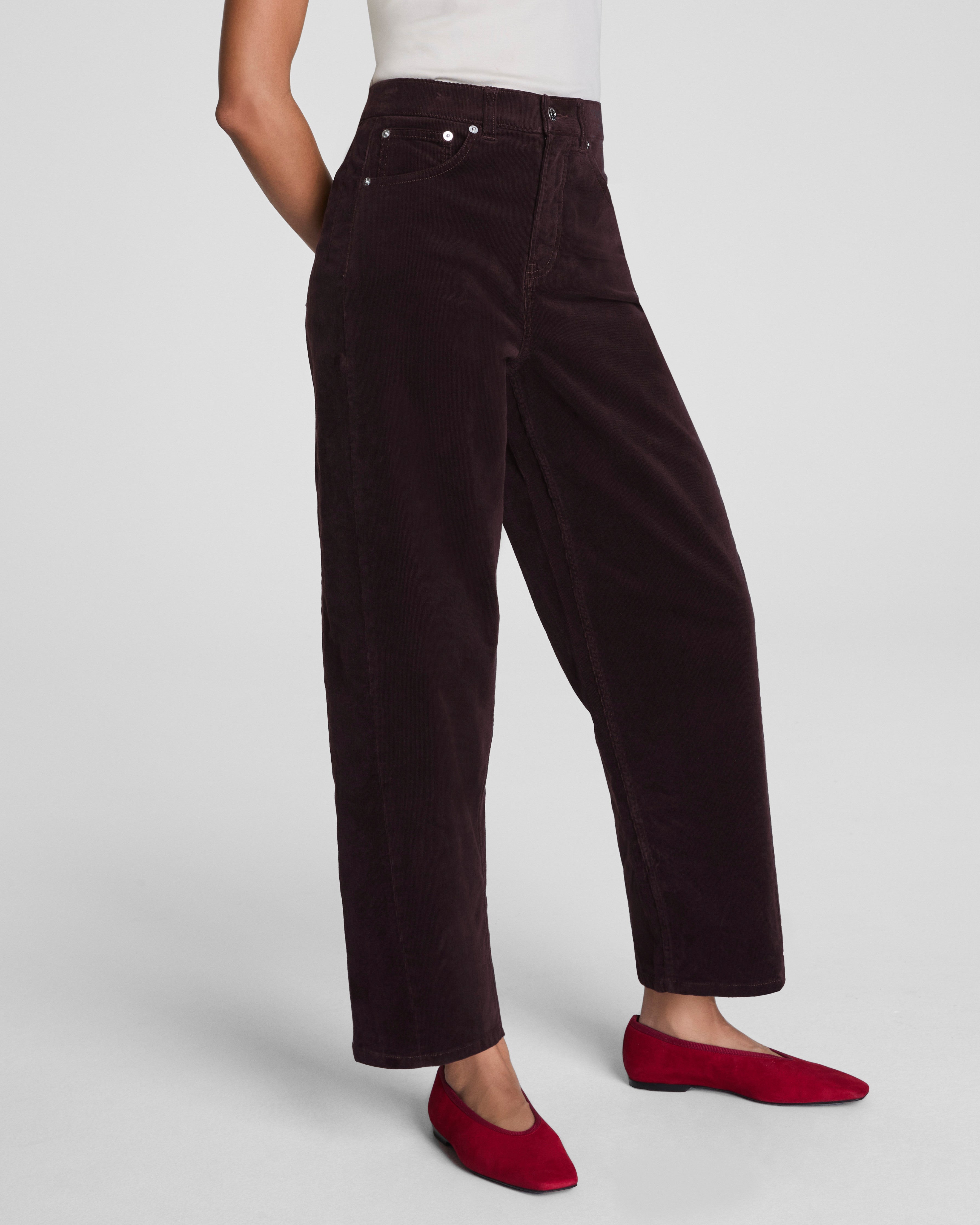 SPANXshape™ Authentic 360 Corduroy Barrel Leg Jeans | Truffle Brown