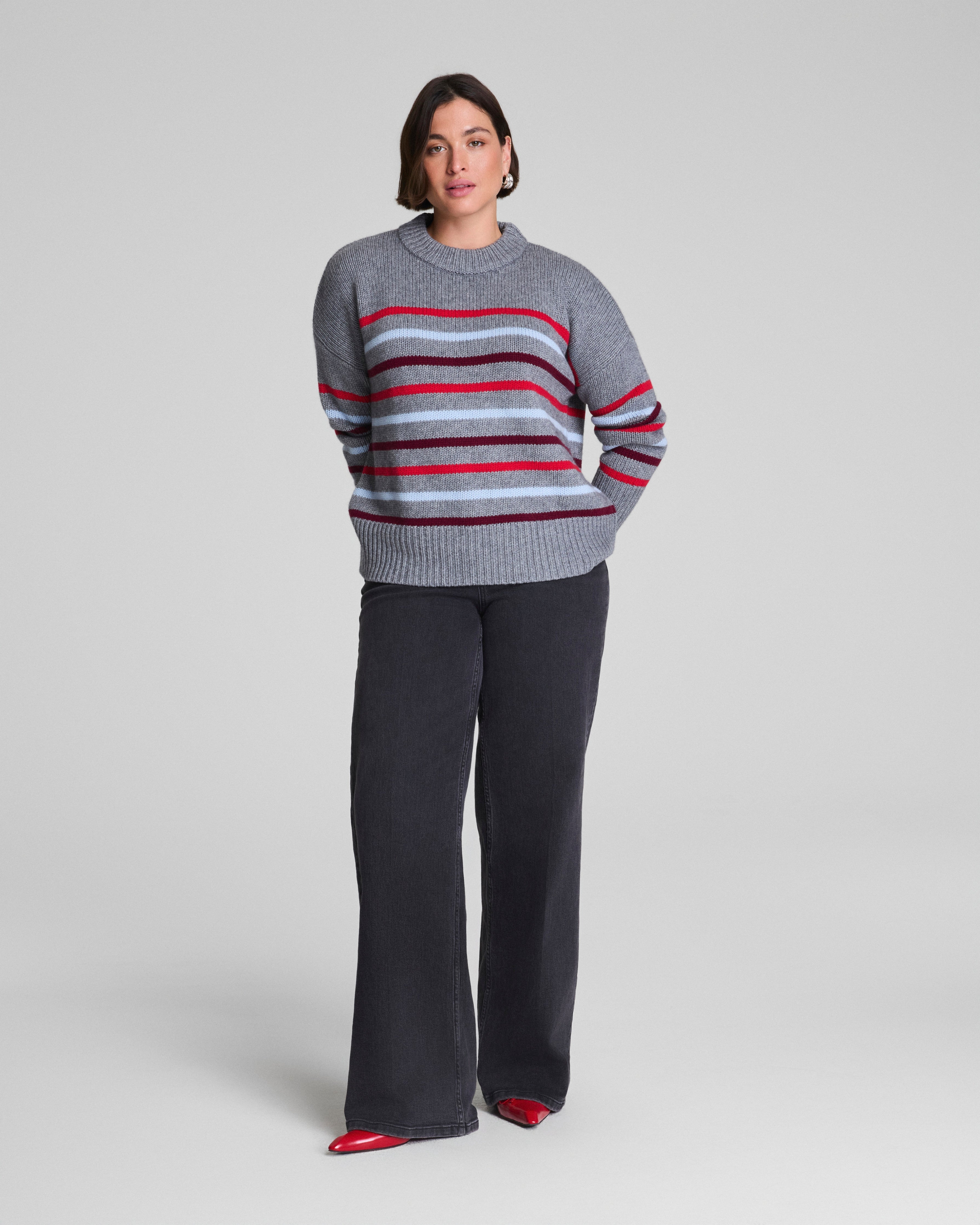 La Ligne Marin Sweater | Gray / SPANX® Red / Light Blue / Cassis