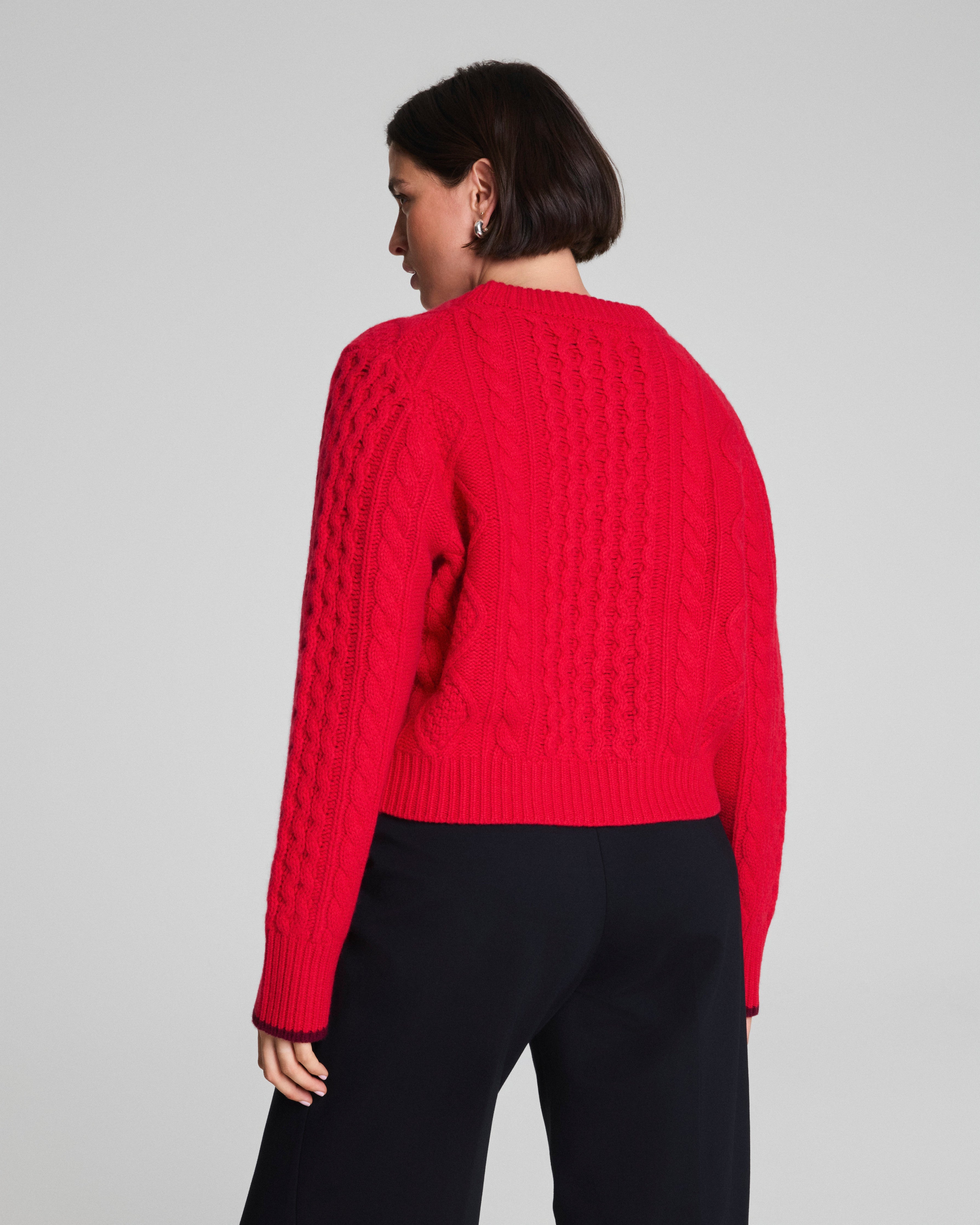 La Ligne Cropped Cable Marin Sweater | Spanx Red