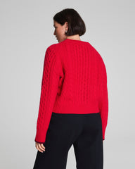 La Ligne Cropped Cable Marin Sweater | Spanx Red