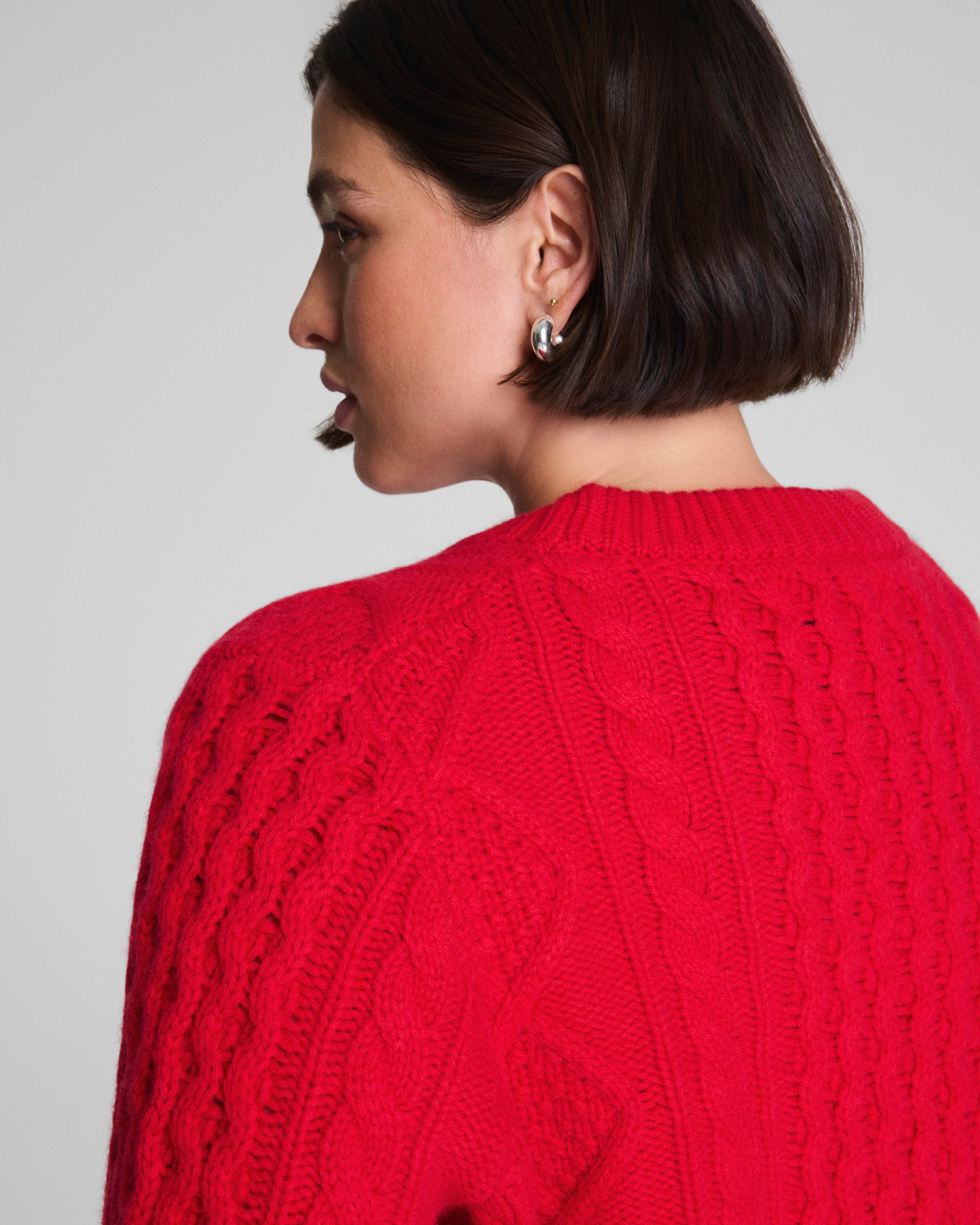 La Ligne Cropped Cable Marin Sweater | Spanx Red