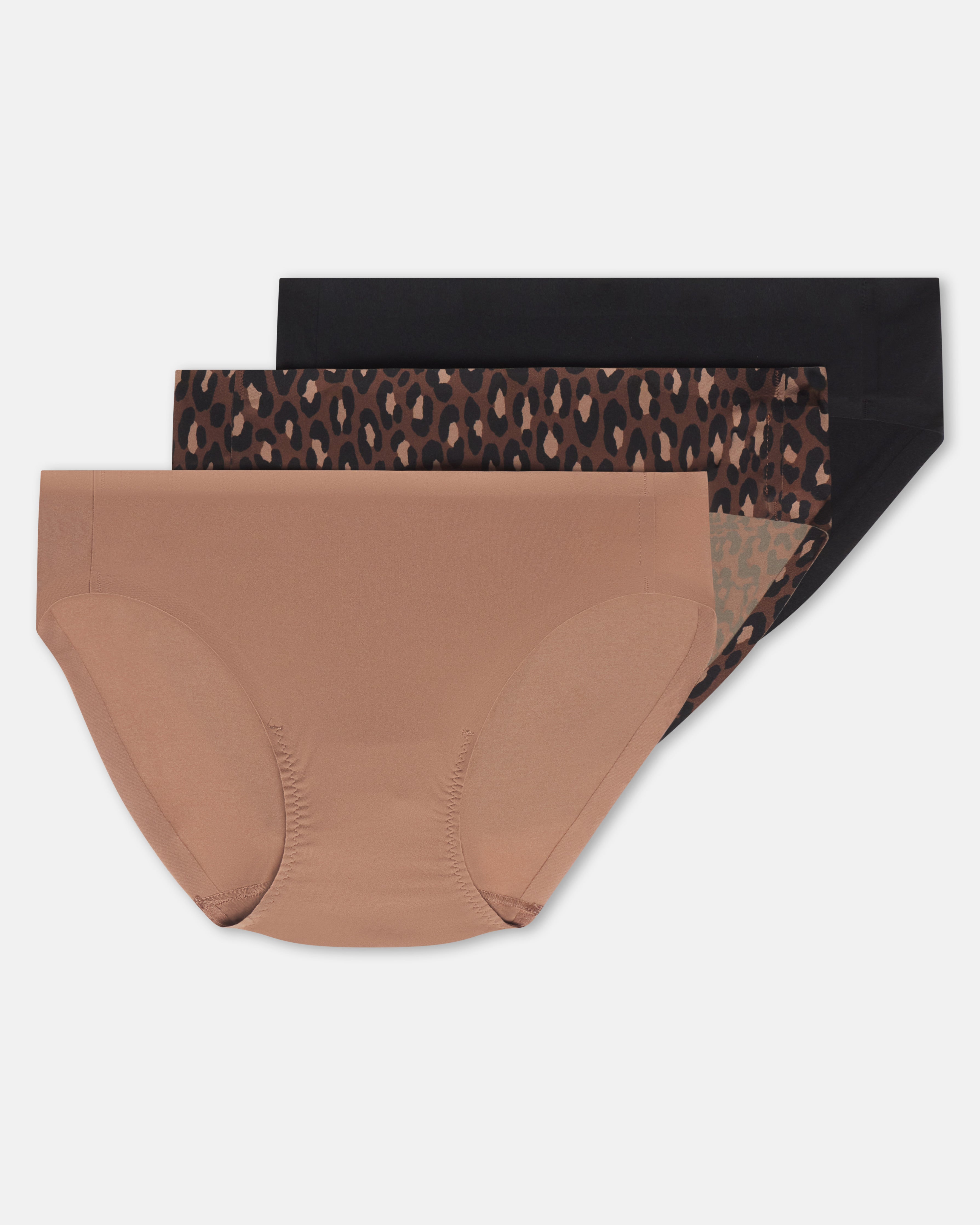 SPANXsmooth™ Fit-To-You Bikini 3-Pack Box | Cafe Au Lait/Iconic Leopard/Very Black