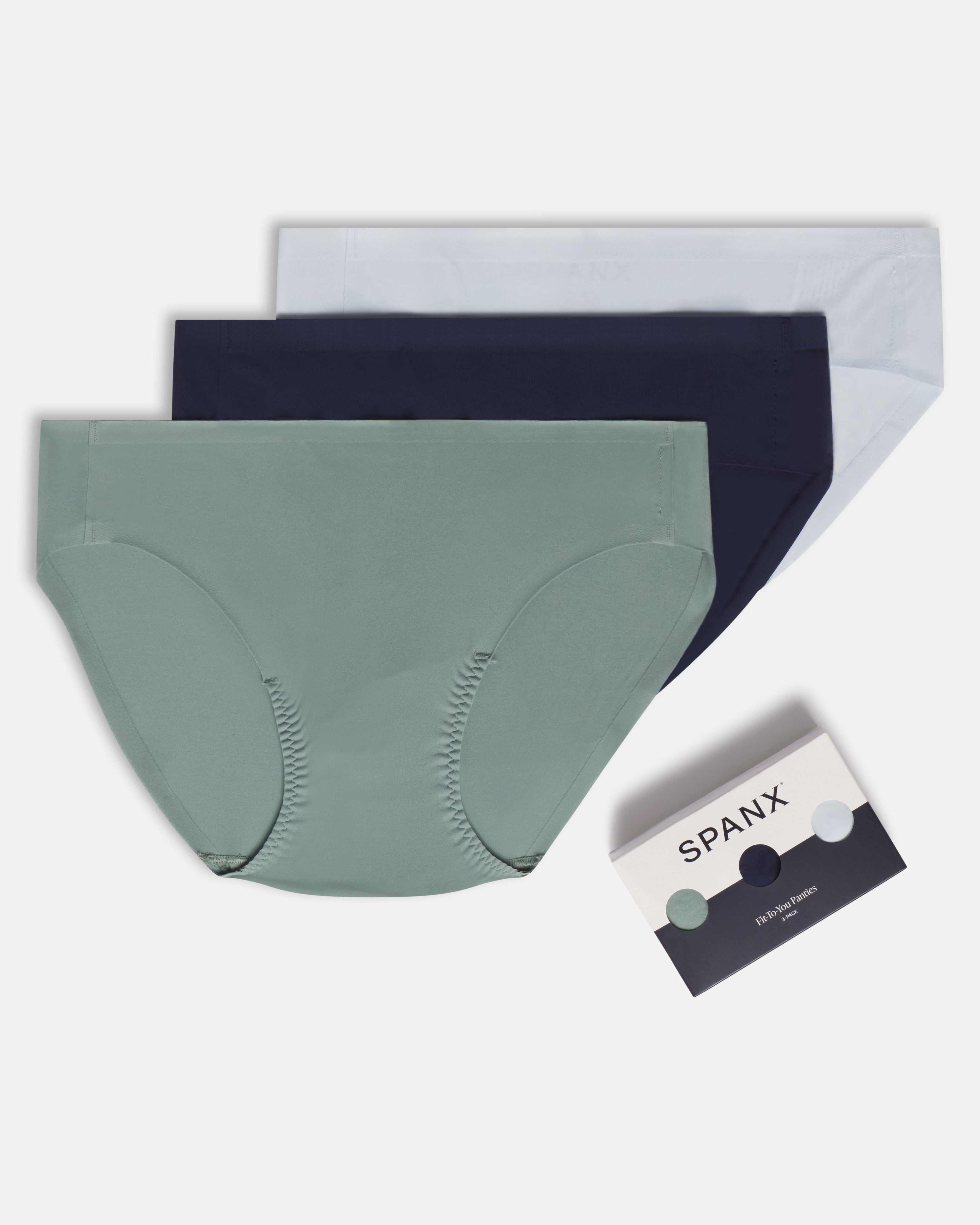 SPANXsmooth™ Fit-To-You Bikini 3-Pack Box | Fern/Timeless Navy/Sky