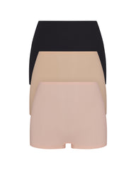 SPANXsmooth™ Fit-To-You Boyshort 3-Pack Box | Very Black/Toasted Oatmeal/Vintage Rose