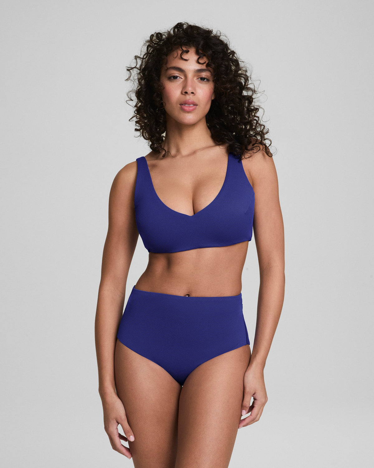 SPANXshape™ Swim Pique Plunge Bikini Top | Deep Azure