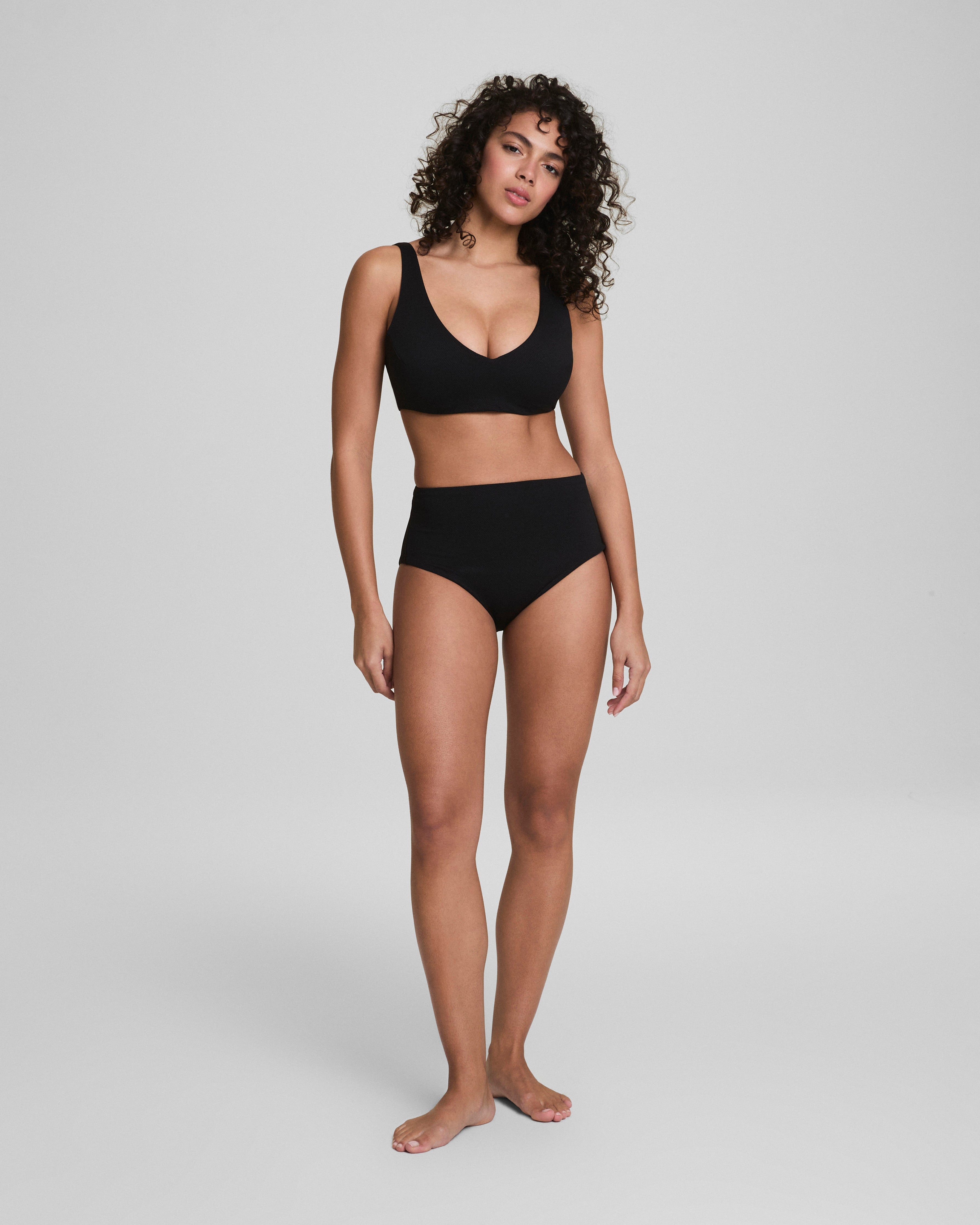 SPANXshape™ Swim Pique Hi-Rise Cheeky Bottom | Very Black