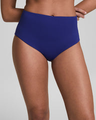 SPANXshape™ Swim Pique Hi-Rise Cheeky Bottom | Deep Azure