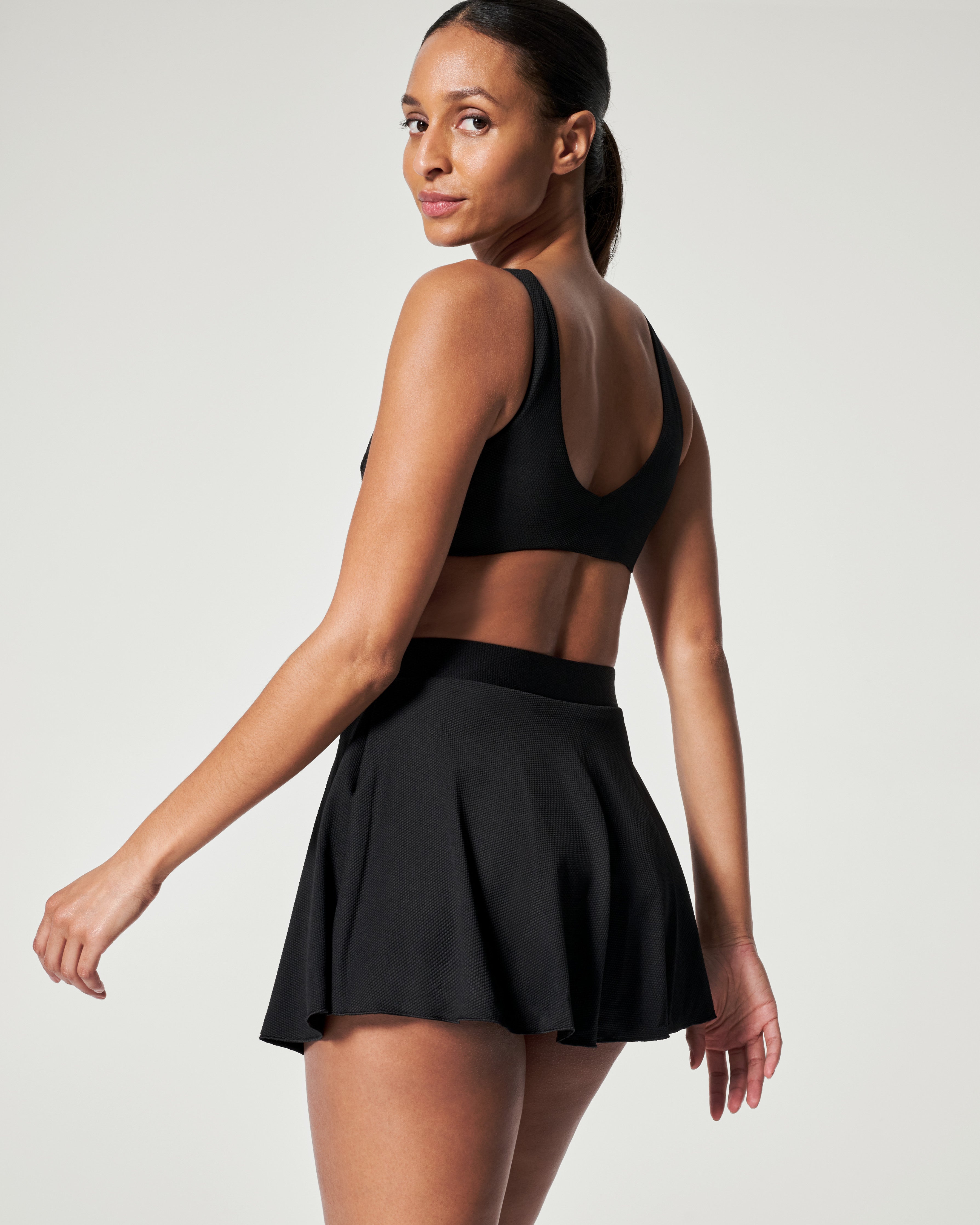 Pique Shaping High Rise Swim Skort | Very Black