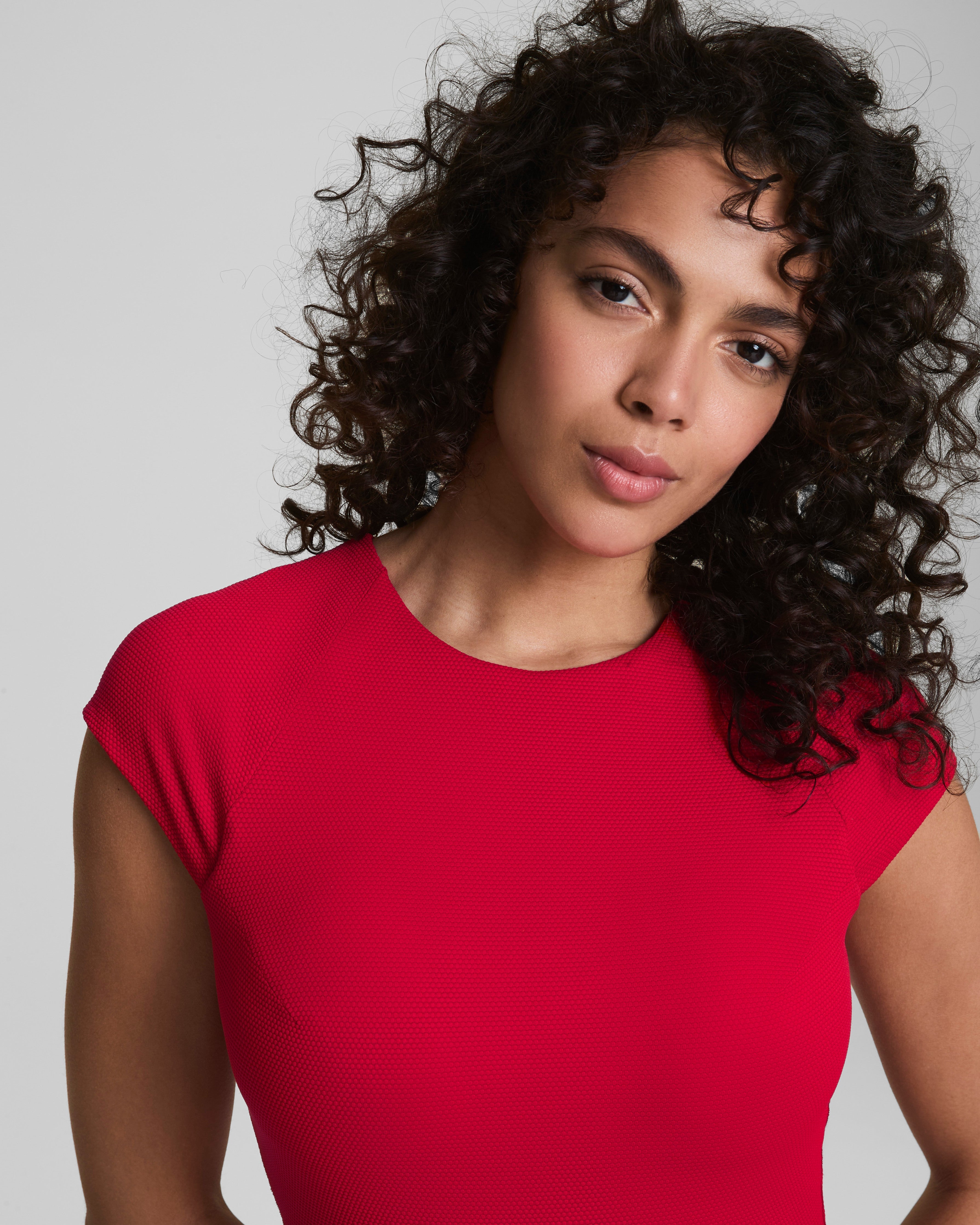 SPANXshape™ Swim Pique High Neck Short Sleeve One-Piece | Spanx Red