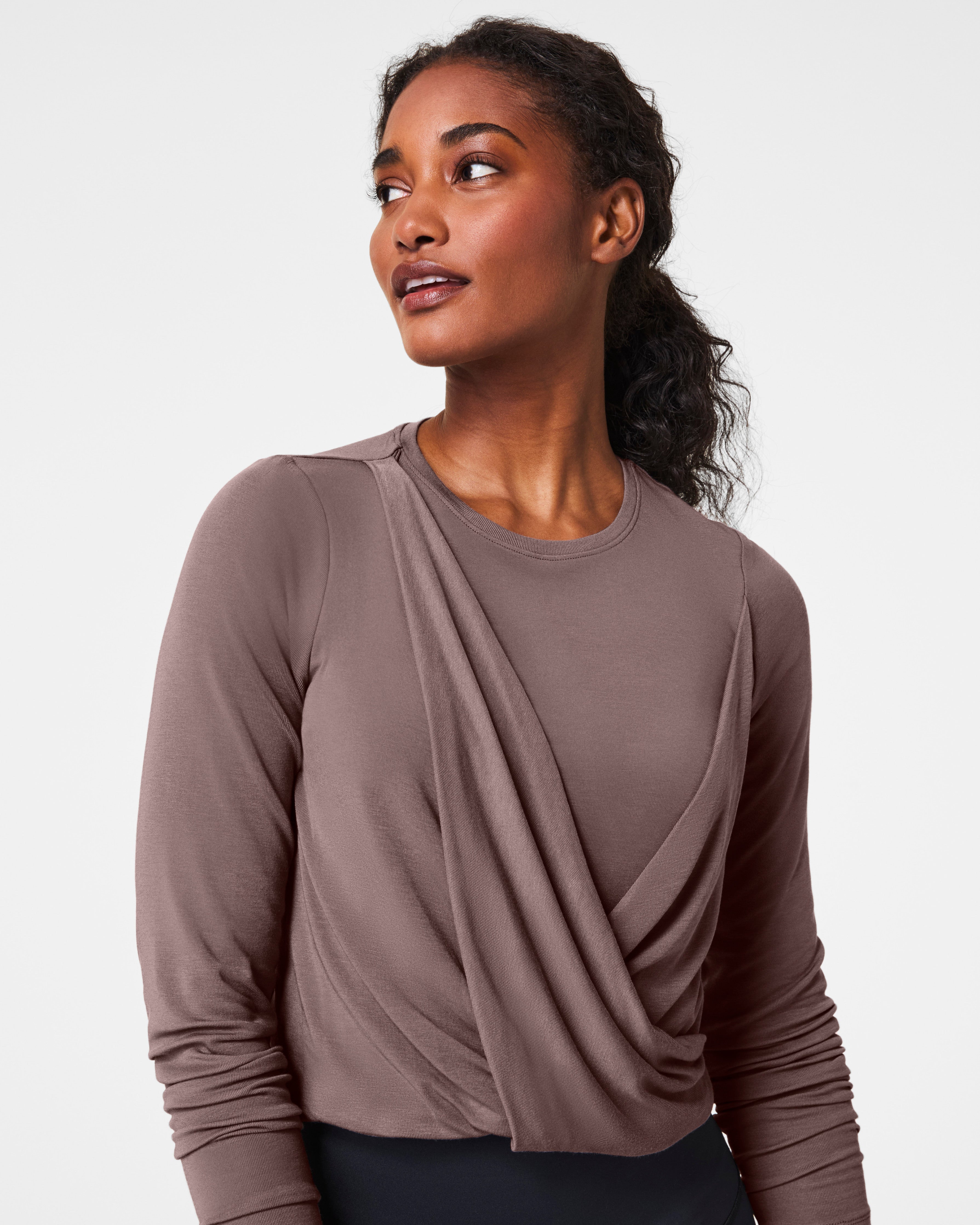 SPANX® Better Base Long Sleeve Wrap Top | Smoke