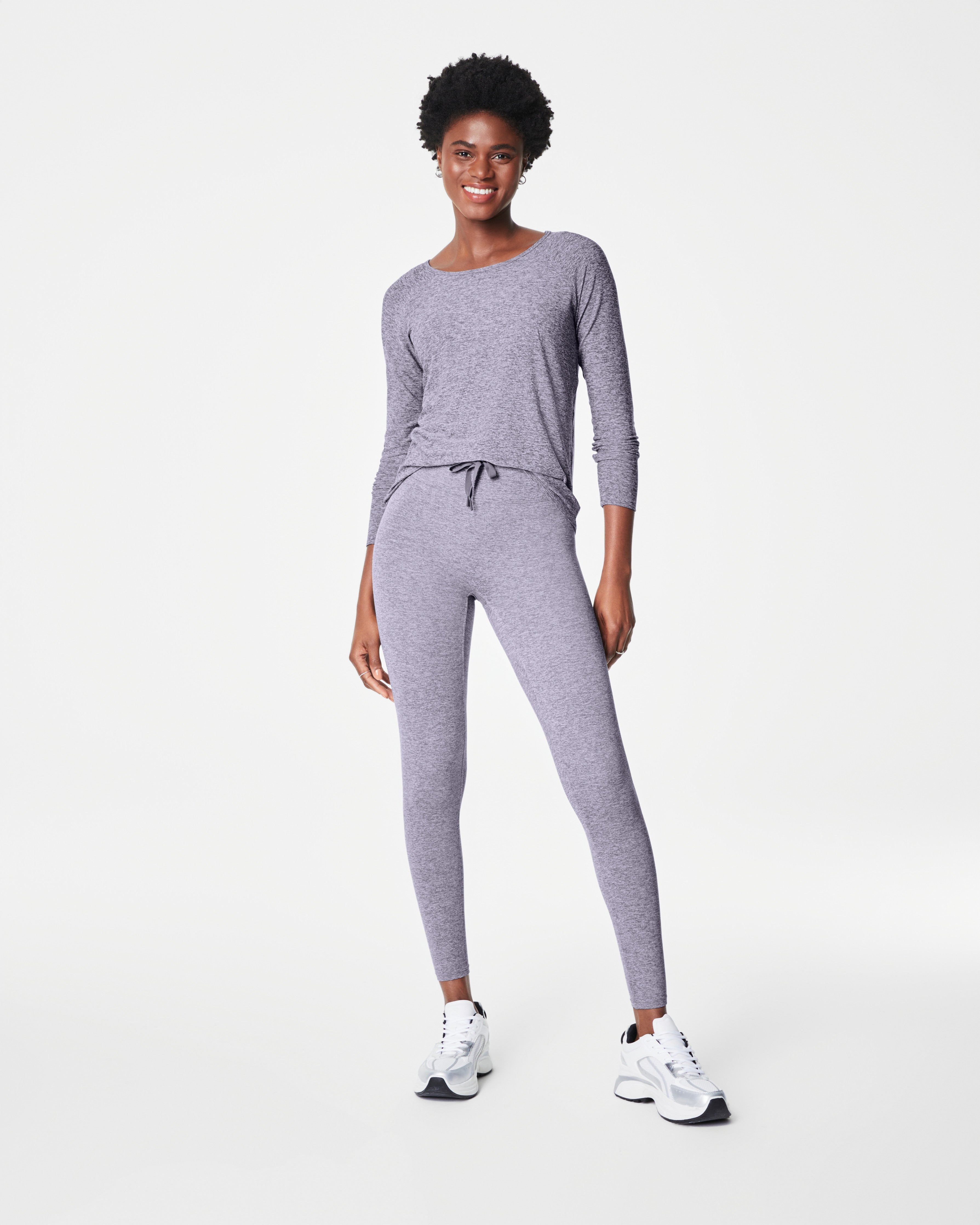 SPANX® SoftStretch Open-Back Long Sleeve Top | Violet Grey