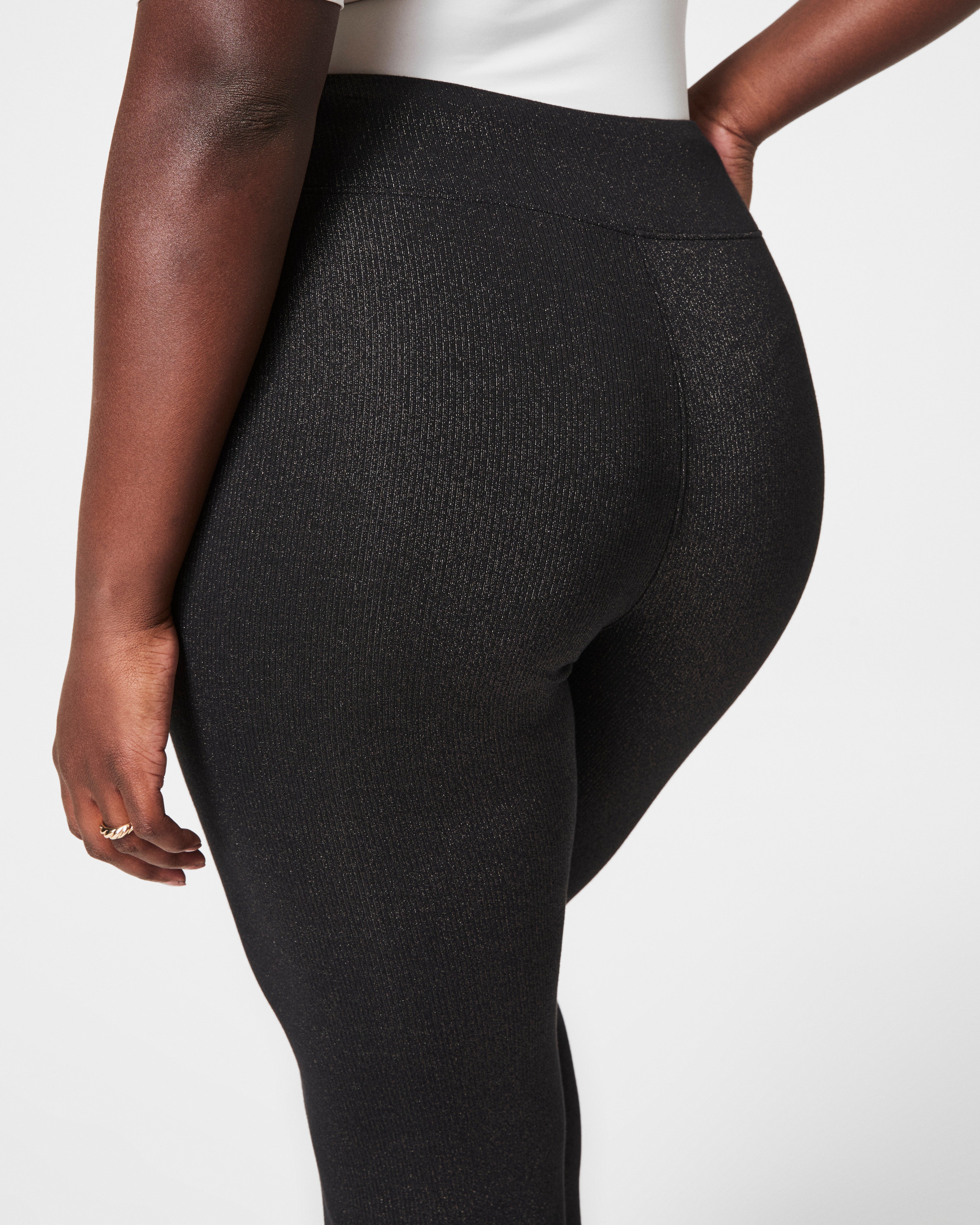 SPANX AirEssentials® Slim Flare Pant with Shimmer | Very Black / Silver Shimmer