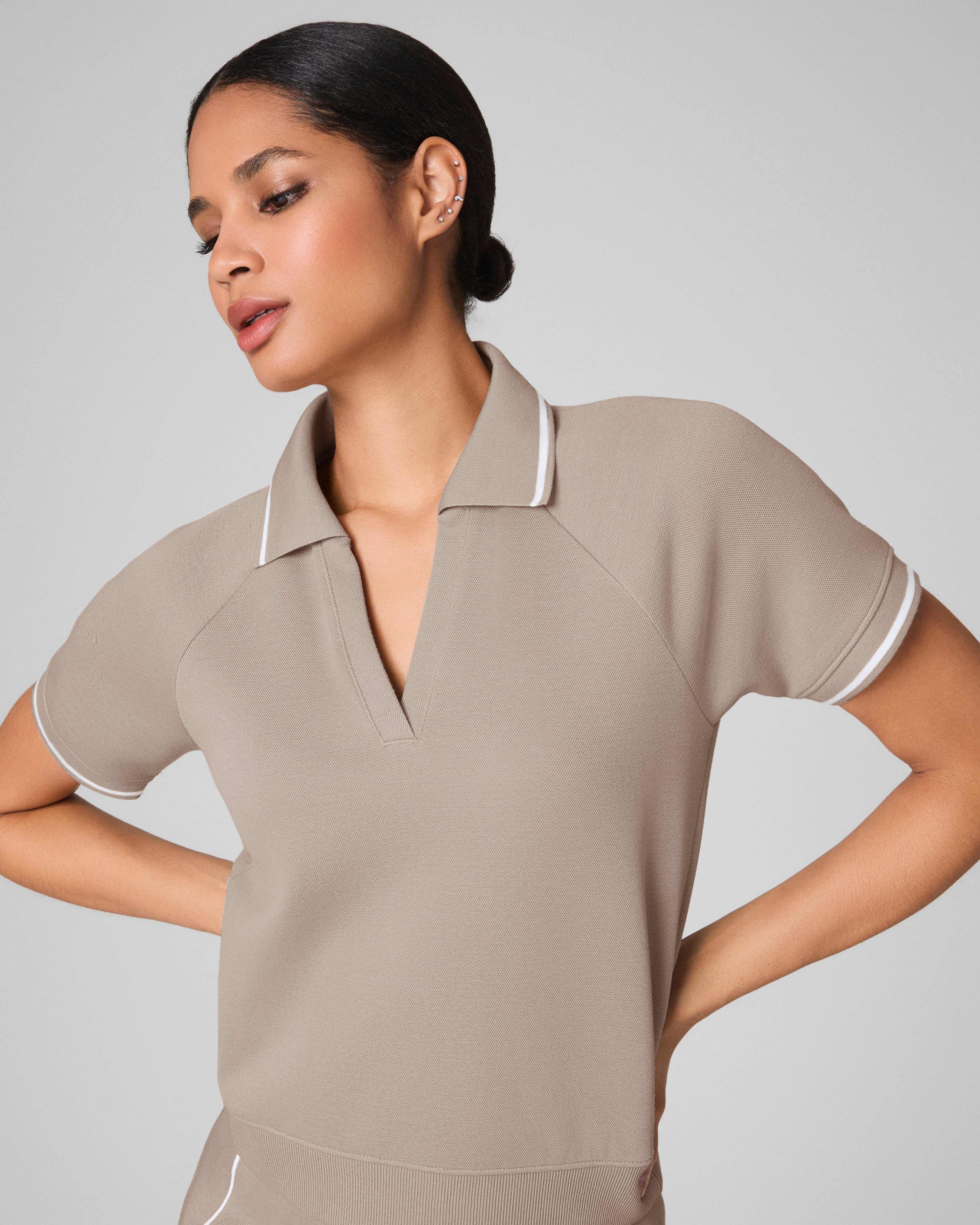 SPANX AirEssentials® Pique Polo Top | Ashwood