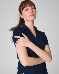 SPANX AirEssentials® Pique Polo Top | Timeless Navy