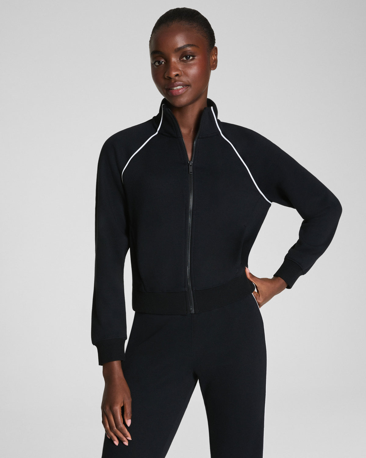 SPANX AirEssentials® Pique Full Zip Track Jacket | Very Black