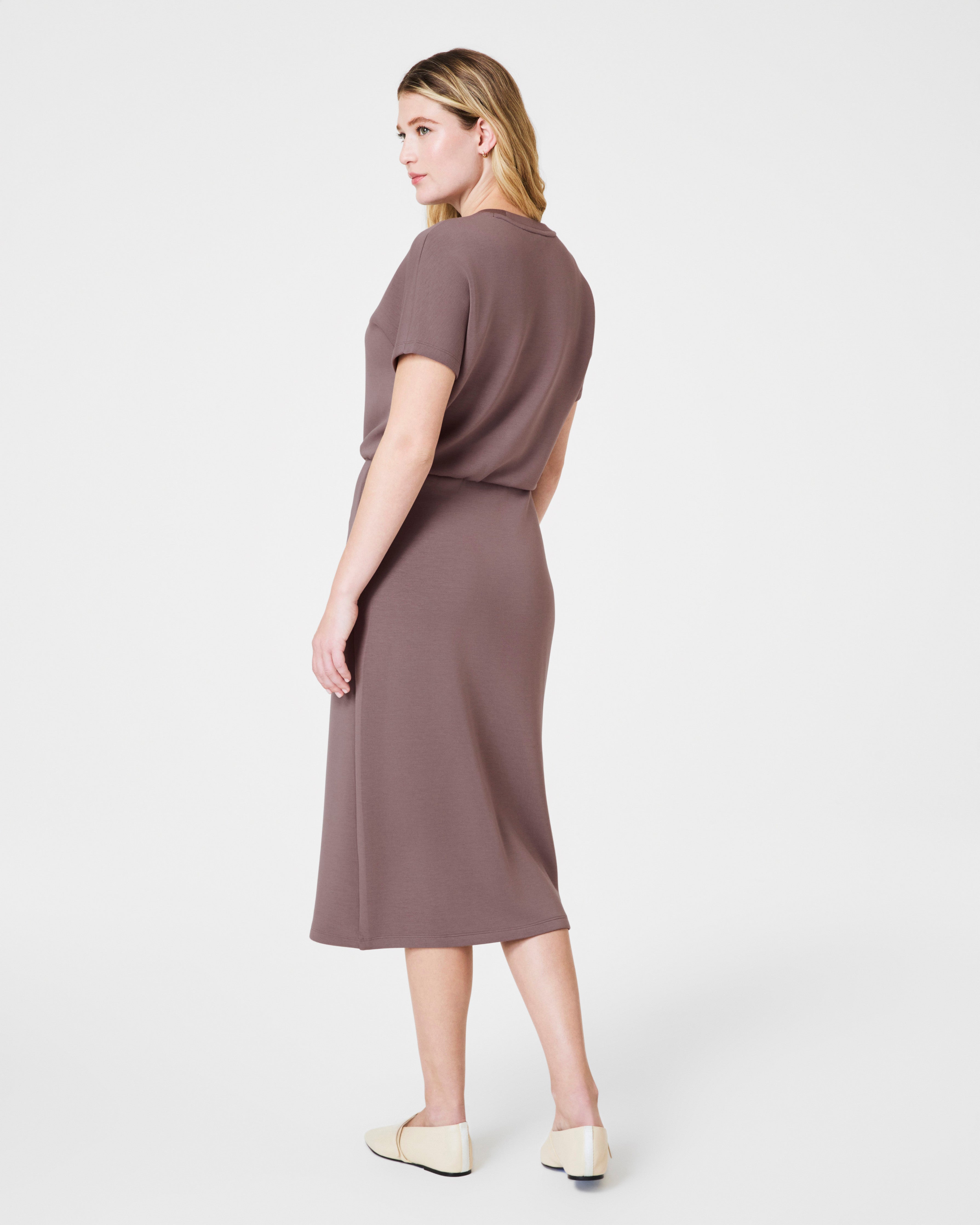 SPANX AirEssentials® Midi Wrap Dress | Smoke
