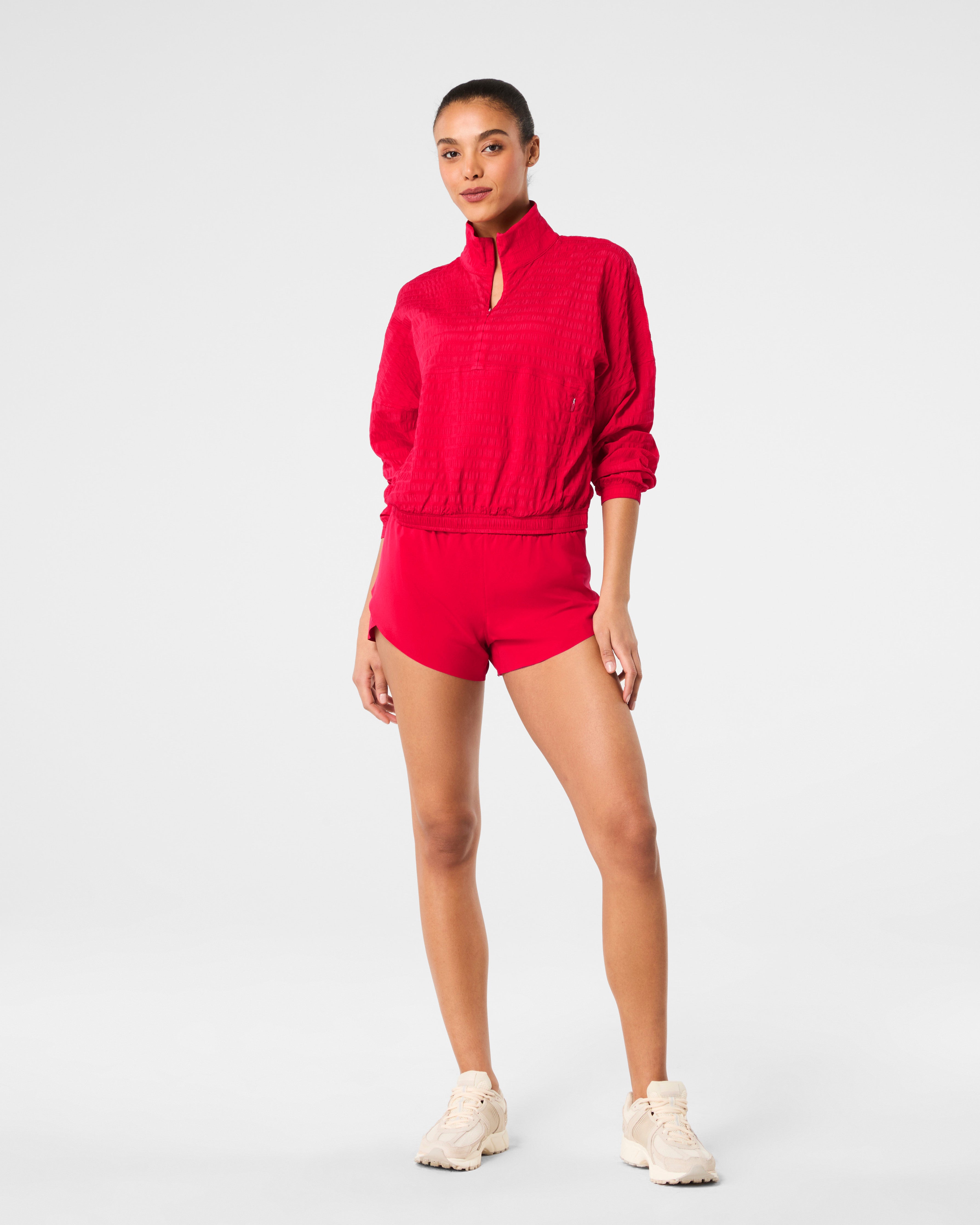 SPANX® Get Moving Textured Half Zip | Spanx Red