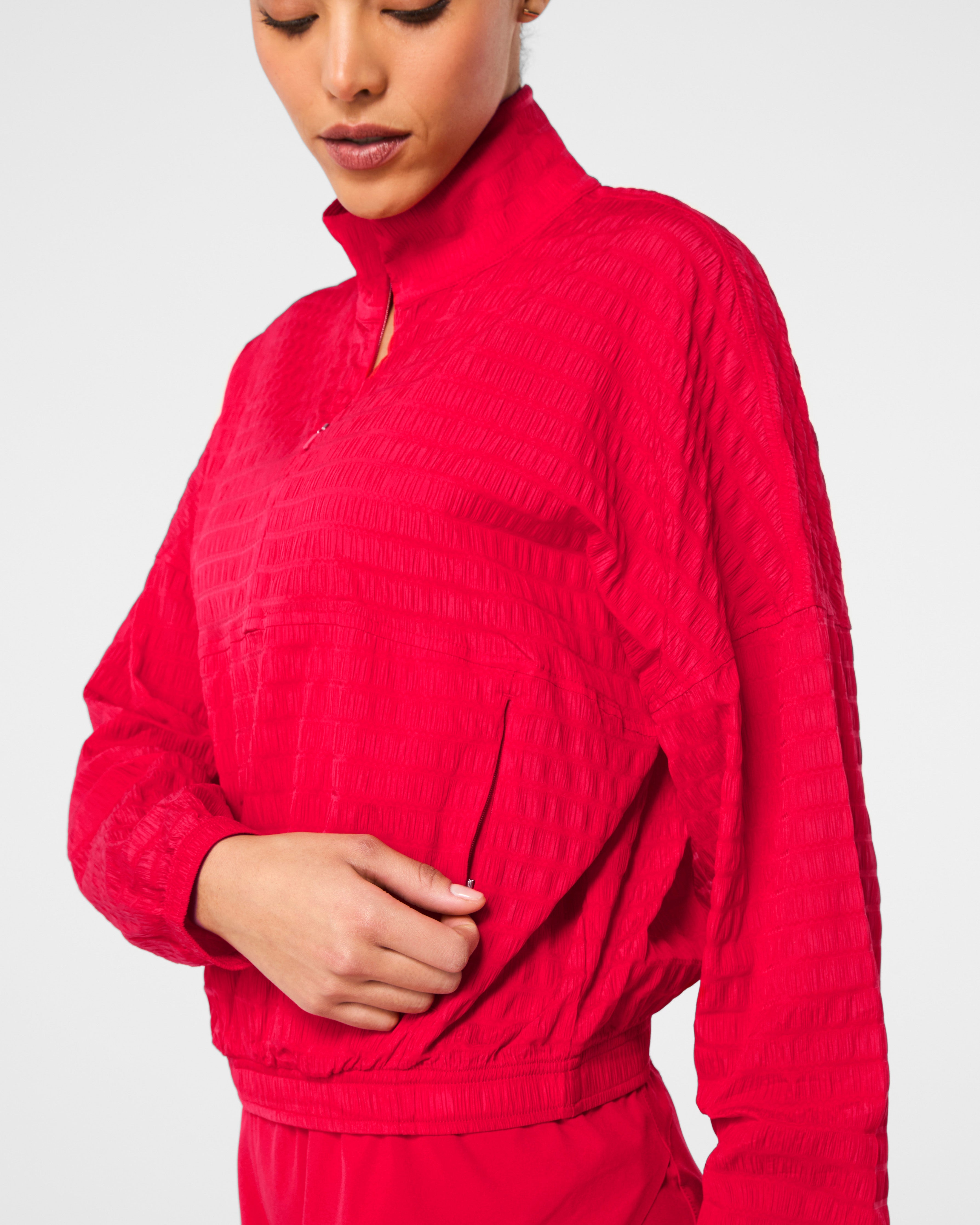 SPANX® Get Moving Textured Half Zip | Spanx Red