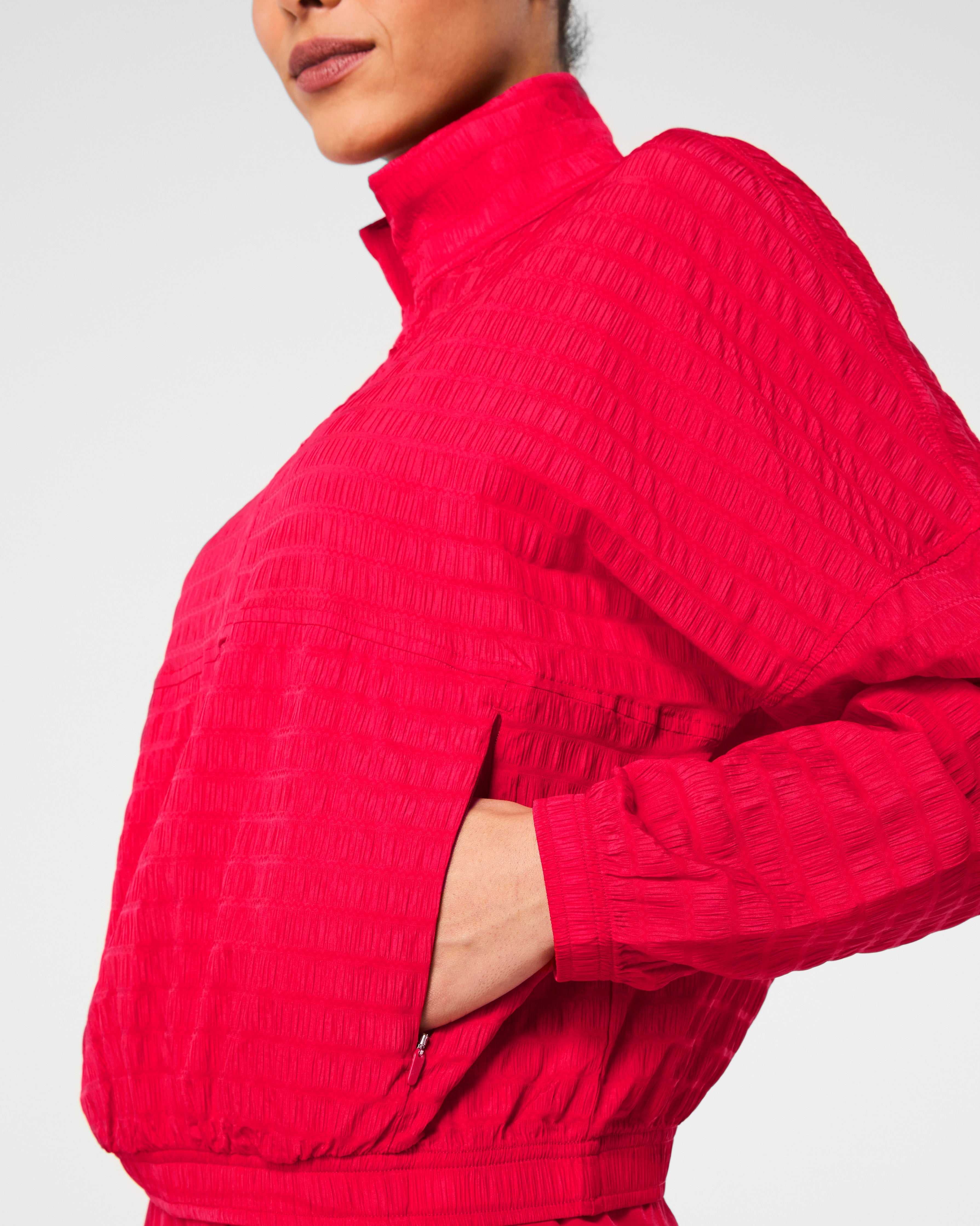 SPANX® Get Moving Textured Half Zip | Spanx Red