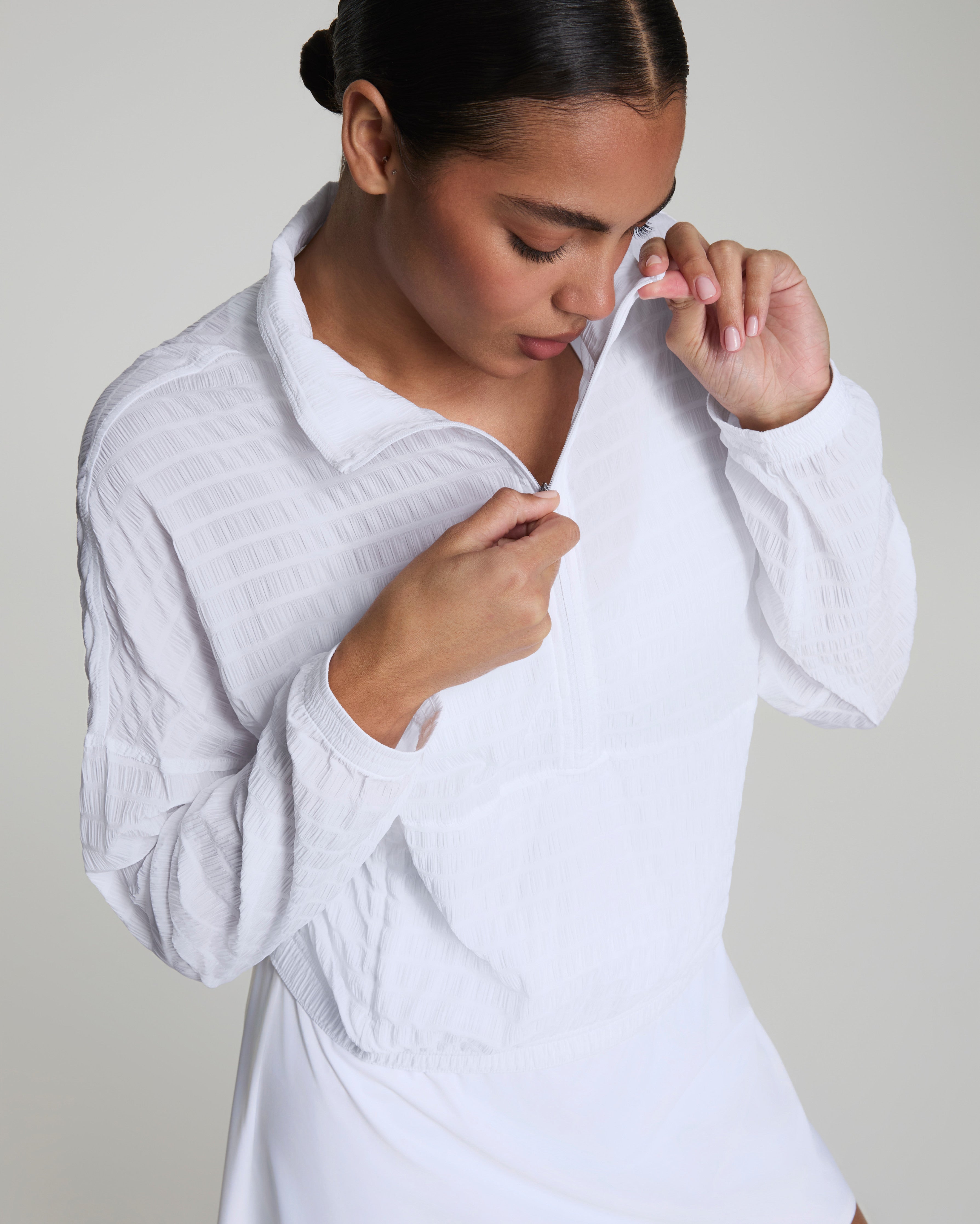 SPANX® Get Moving Textured Half Zip | Vivid White