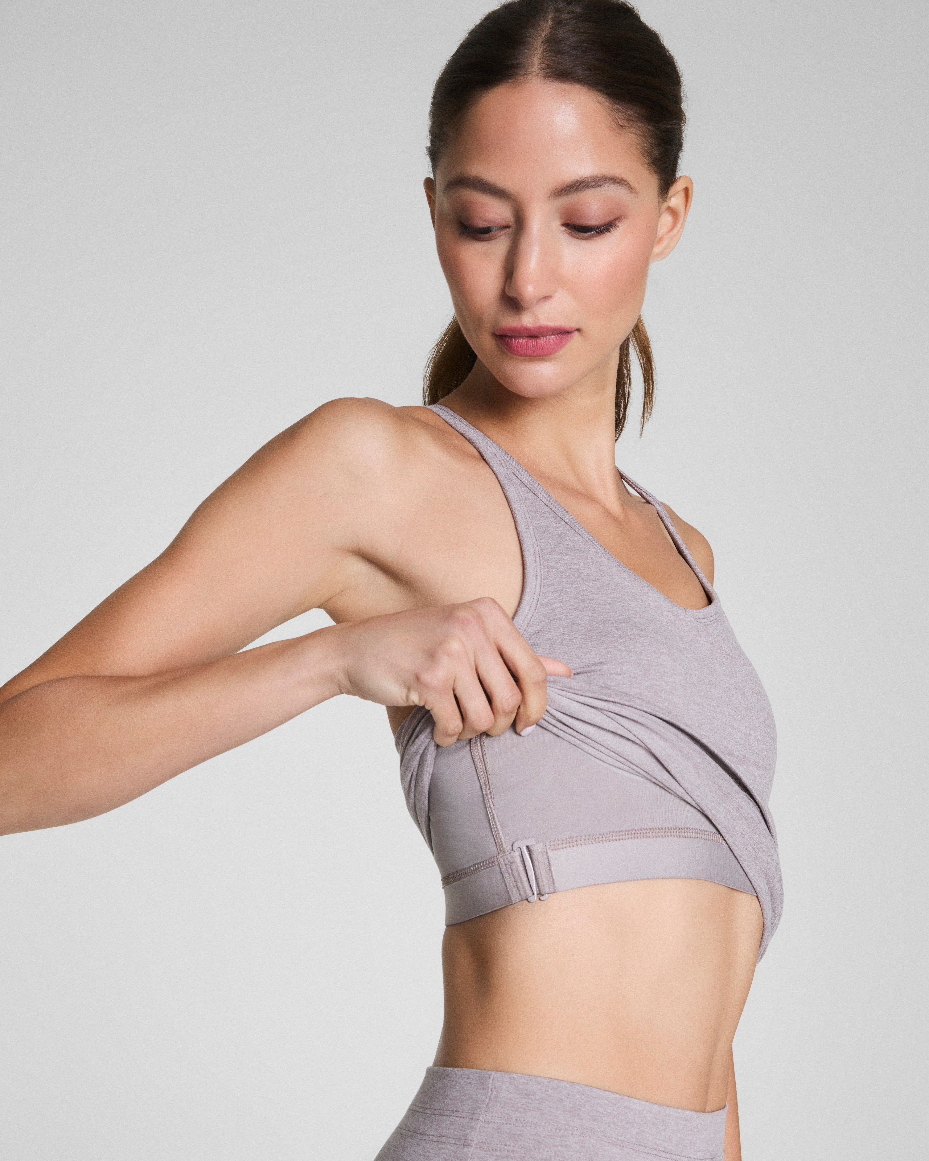 SPANXsupersmooth™ SoftStretch Rib V-Neck Shelf Tank | Coastal Fog / Light Coastal Fog