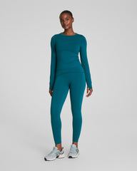 SPANXshape™ Get Moving Long Sleeve Top with SecretSweat Tech | Light Emerald Bay