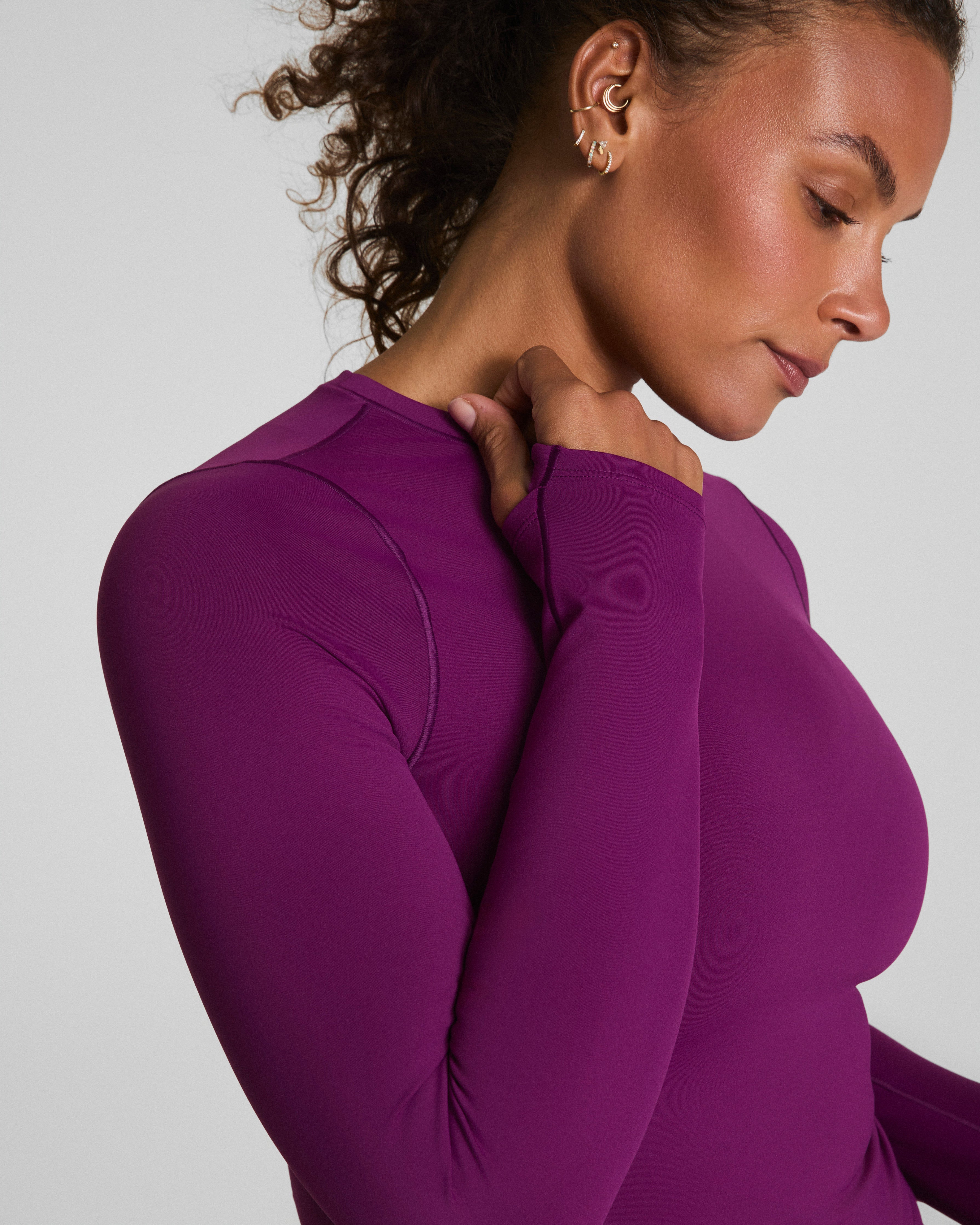 SPANXshape™ Get Moving Long Sleeve Top with SecretSweat Tech | Light Snapdragon