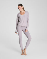 SPANX® SoftStretch Long Sleeve V-Neck Top | Coastal Fog / Light Coastal Fog