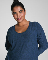 SPANX® SoftStretch Long Sleeve V-Neck Top | Timeless Navy / Dark Timeless Navy