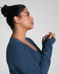 SPANX® SoftStretch Long Sleeve V-Neck Top | Timeless Navy / Dark Timeless Navy