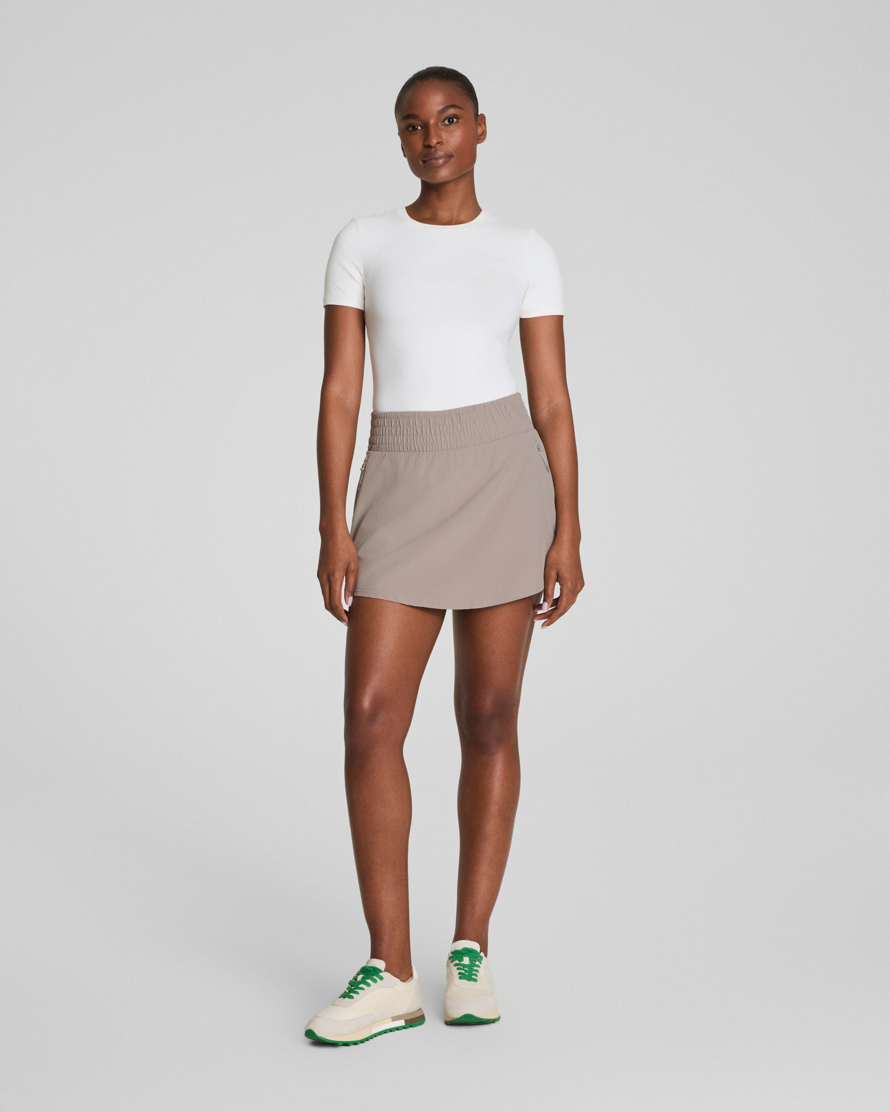SPANX® On the Move Mini Skort, 4" | Stone Grey