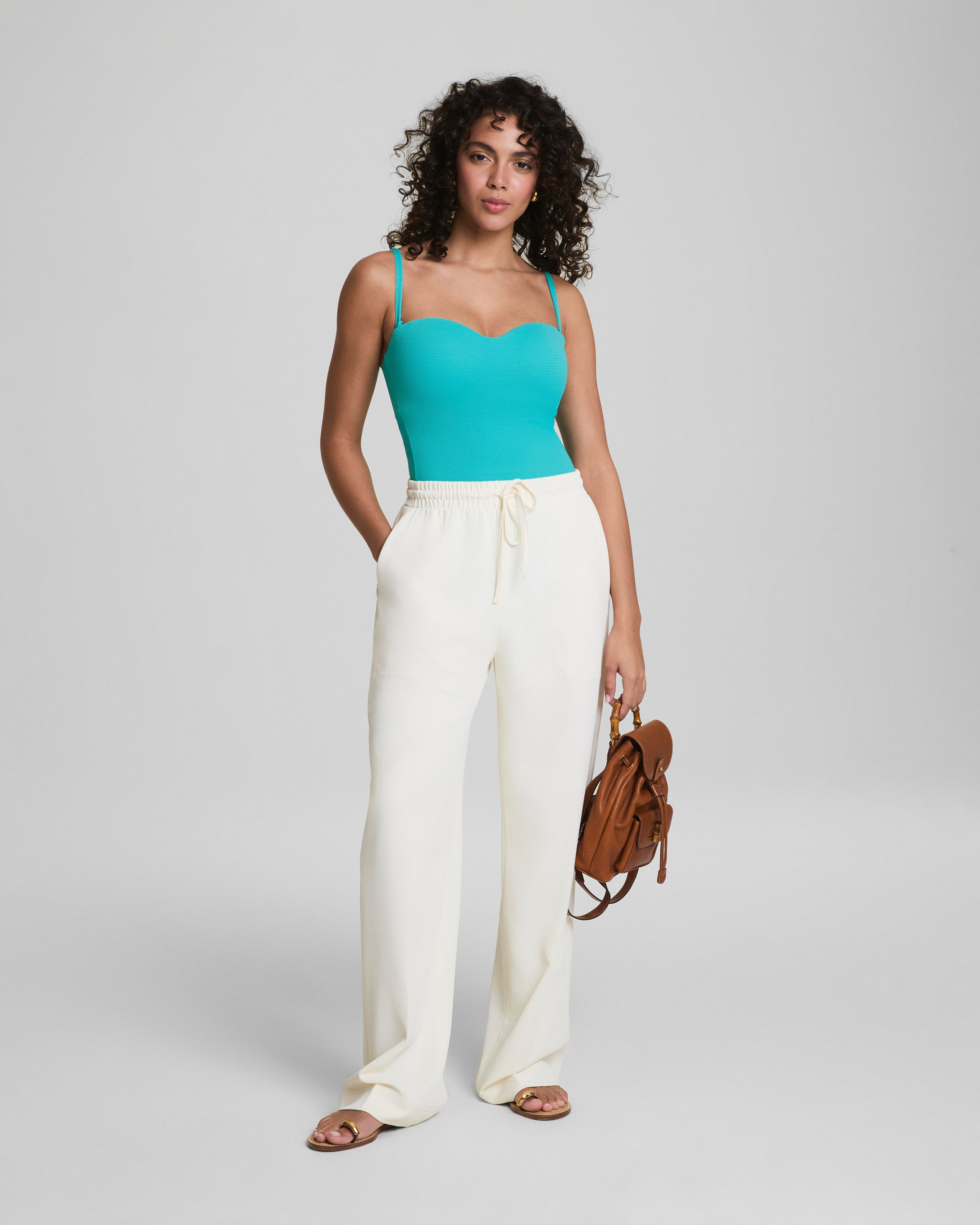 SPANXshape™ Swim Convertible Pique Bandeau One-Piece | Juniper