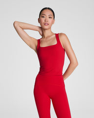 SPANX® Get Moving Square Neck Shelf Tank | Spanx Red