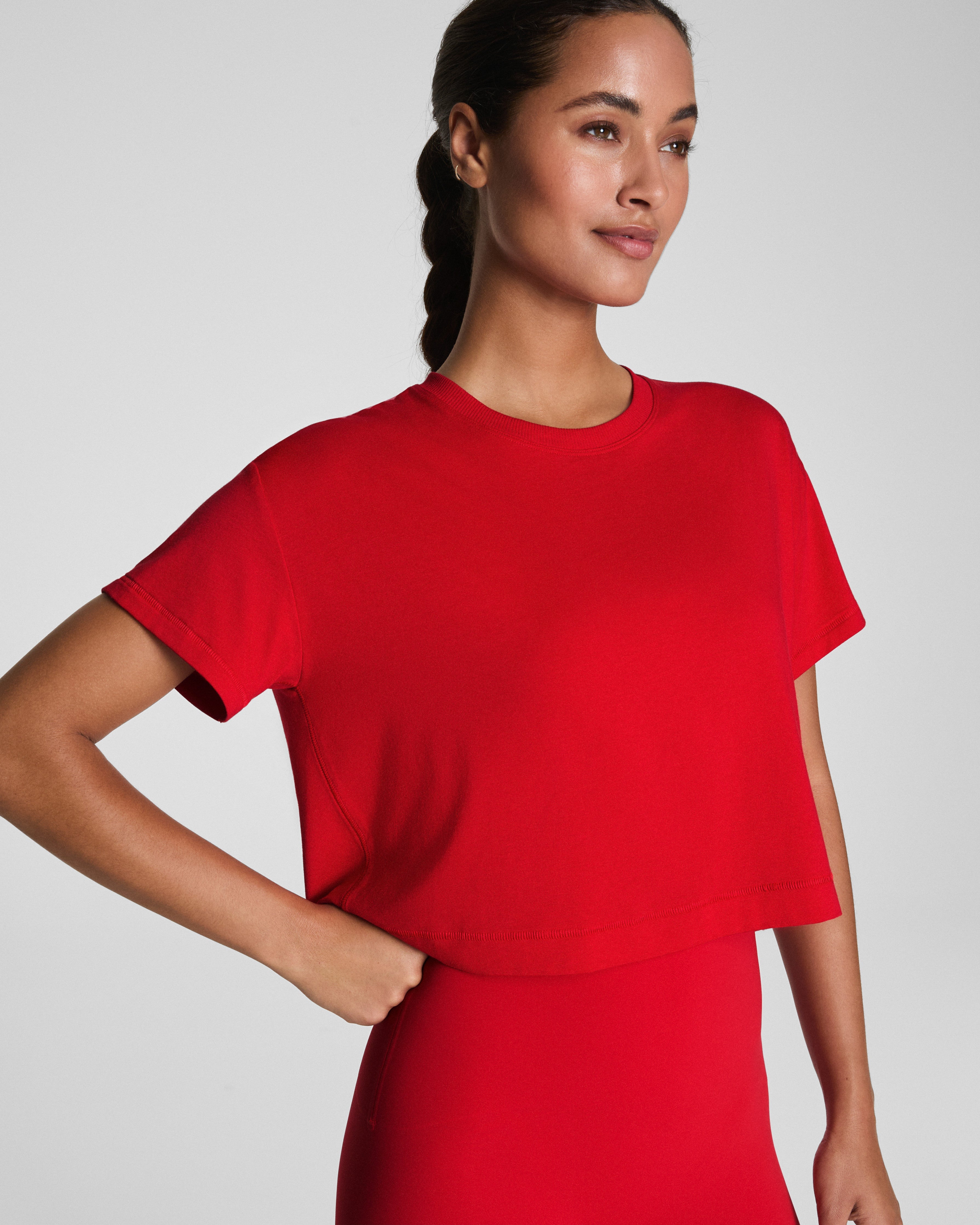 SPANX® Outpace Cropped Tee | Spanx Red