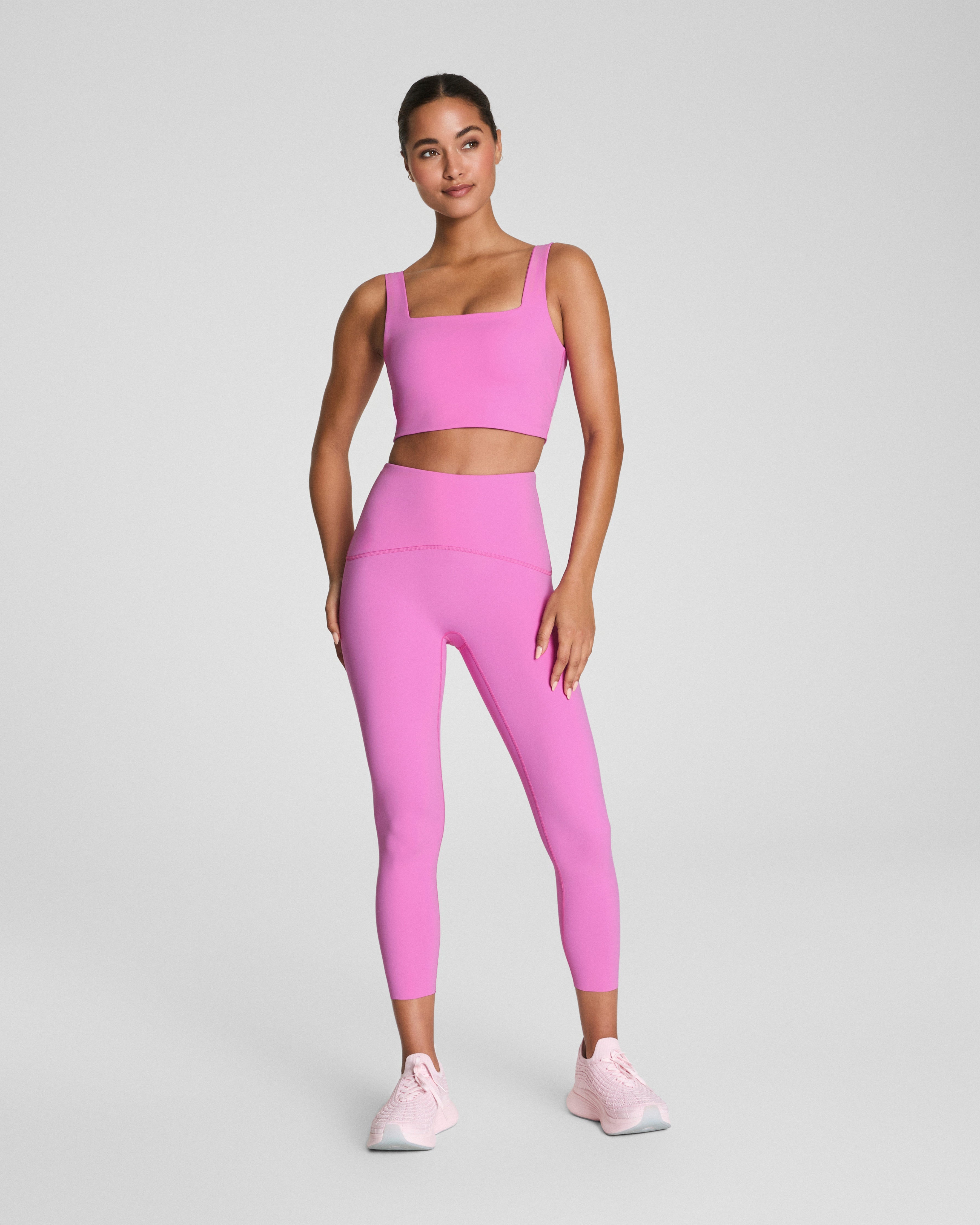 SPANX® Get Moving Cropped Square Neck Shelf Tank | Pink Geranium