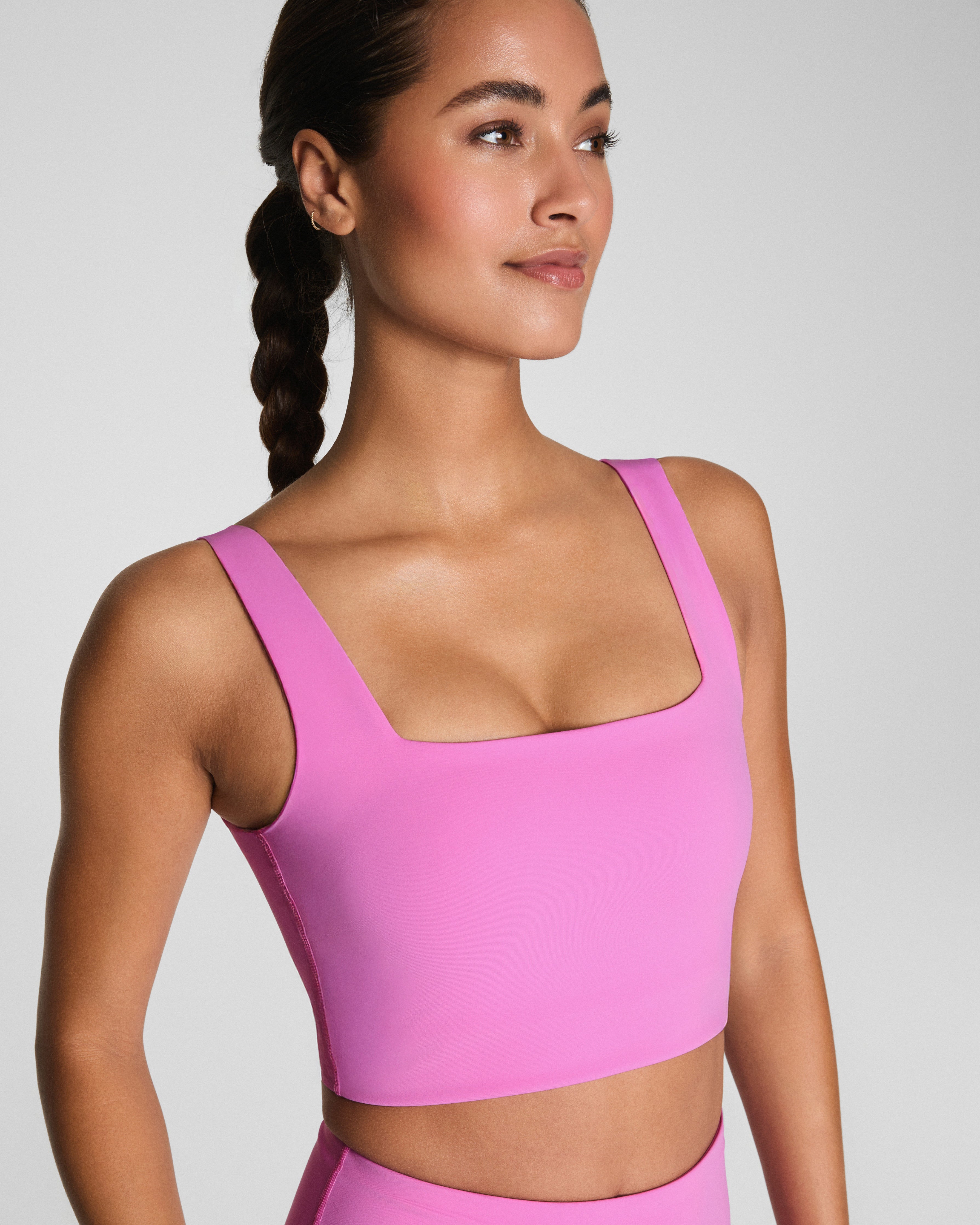 SPANX® Get Moving Cropped Square Neck Shelf Tank | Pink Geranium