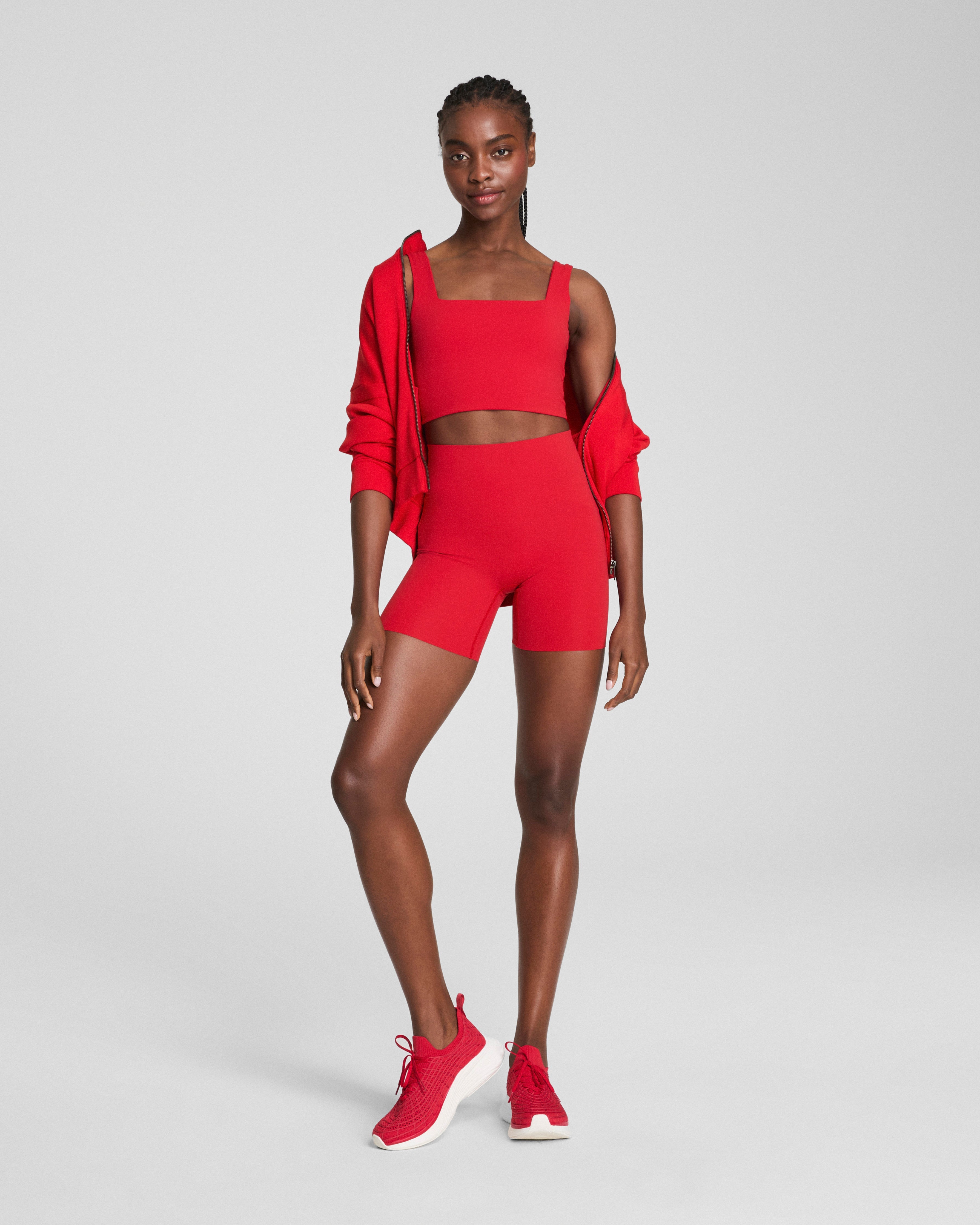 SPANX® Get Moving Cropped Square Neck Shelf Tank | Spanx Red