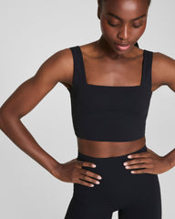 SPANX® Get Moving Cropped Square Neck Shelf Tank | Very Black