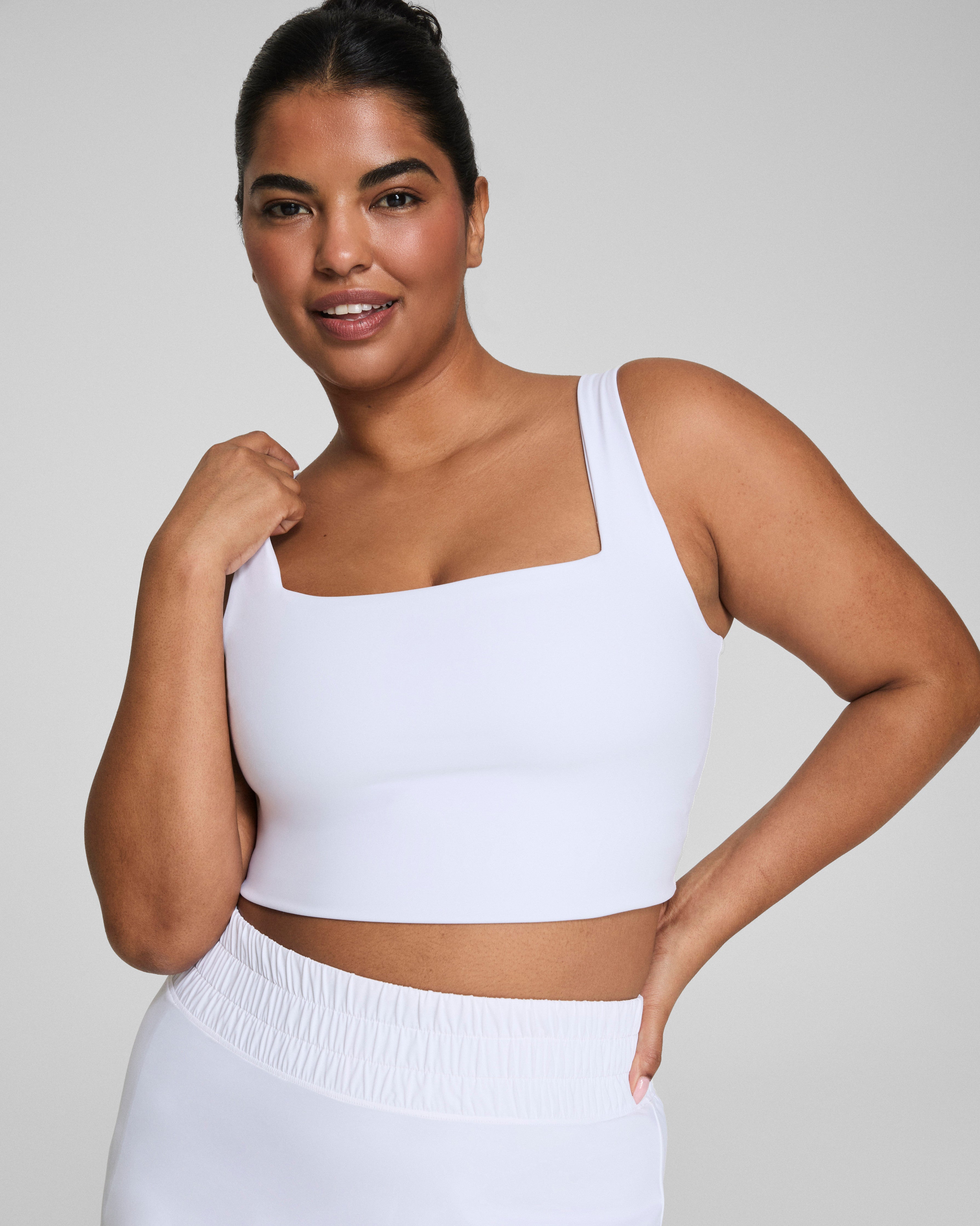 SPANX® Get Moving Cropped Square Neck Shelf Tank | Vivid White