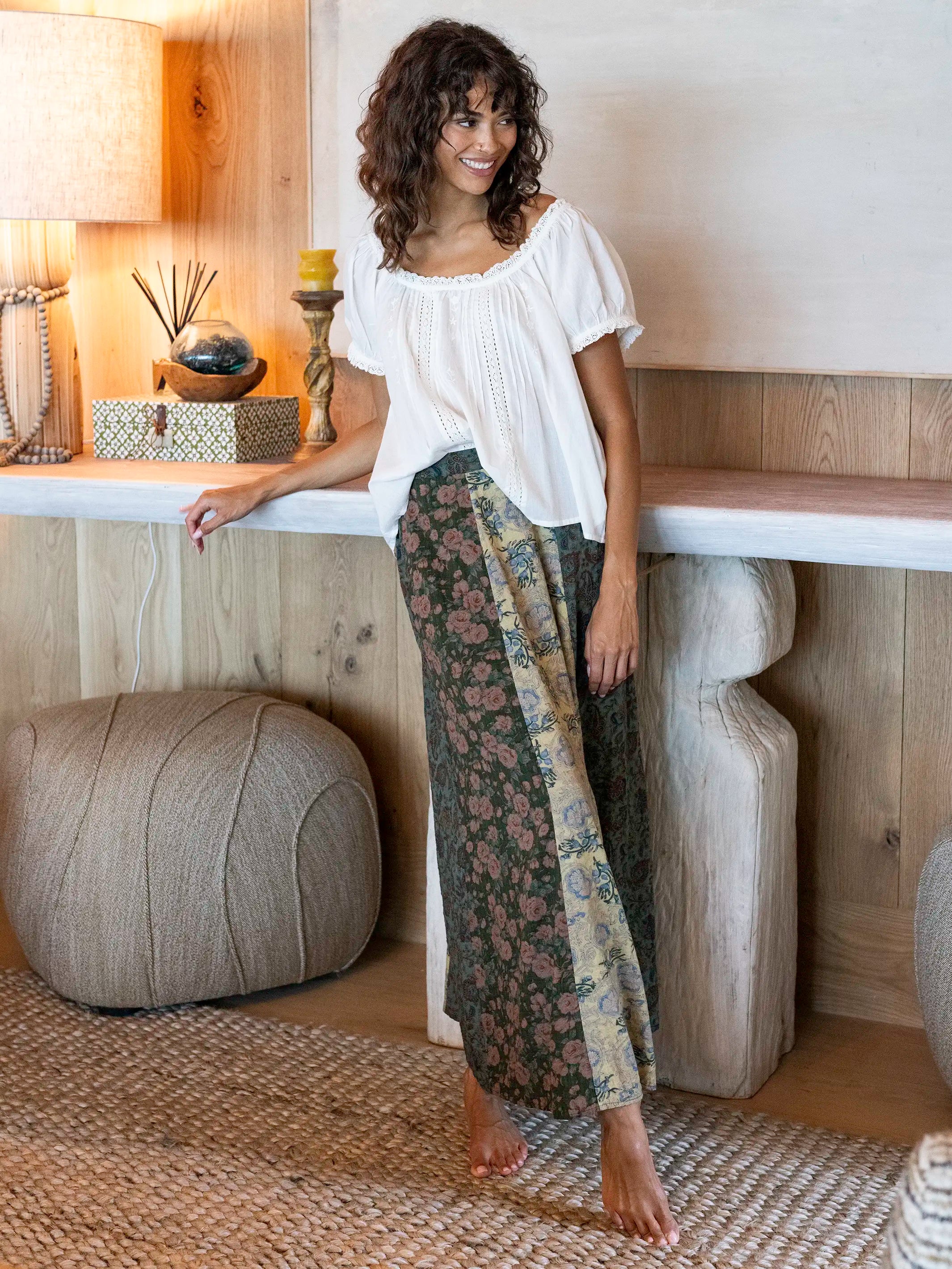 Valentina Maxi Skirt - Sage Cream Floral