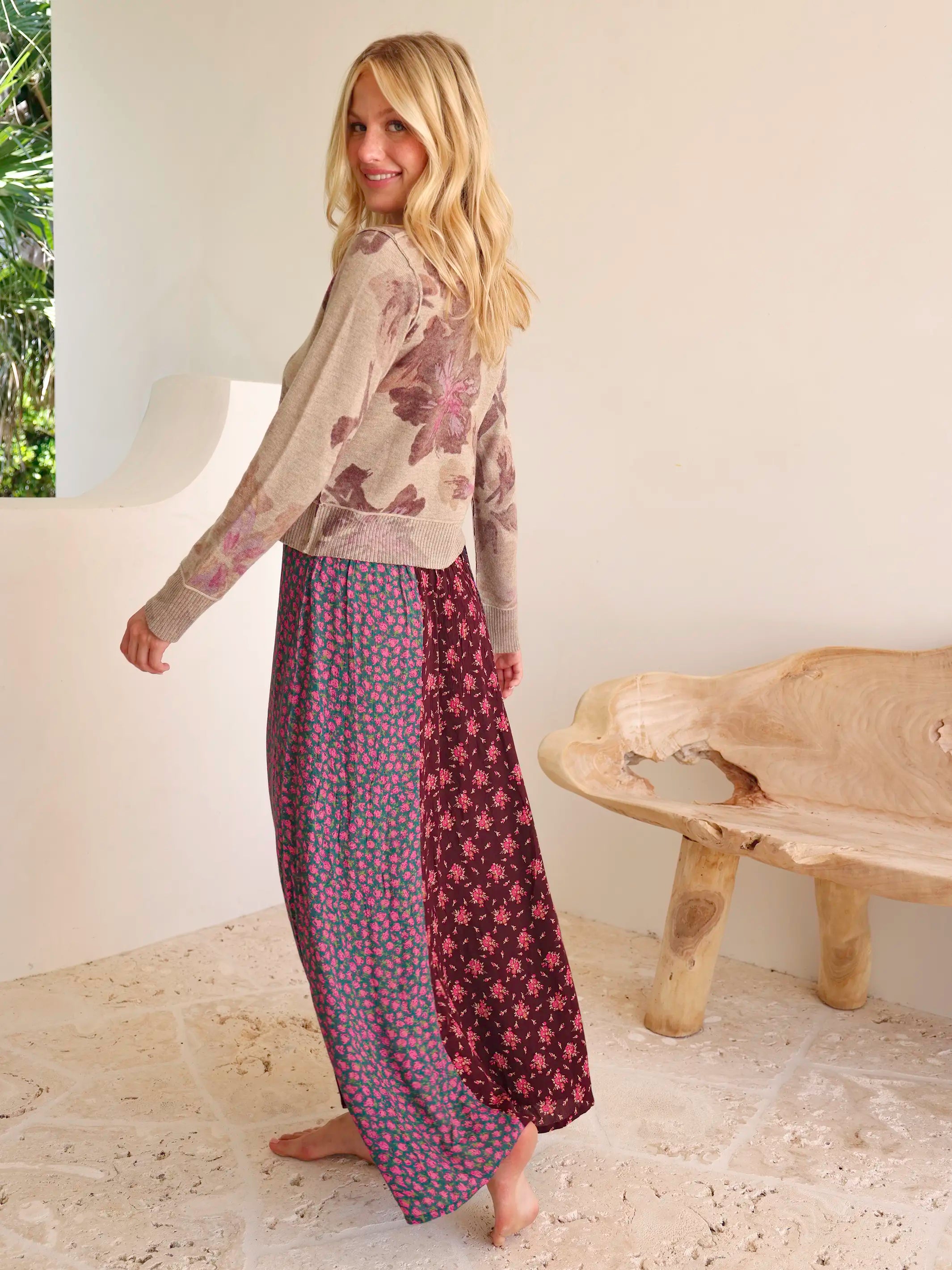 Valentina Maxi Skirt - Prairie Ditsy Maroon
