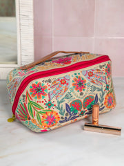 Travel Cosmetic Organizer - Cream Folk Flower