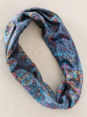 Velvet Boho Bandeau® Headband - Retro Paisley Navy