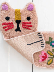Tufted Cotton Bath Mat - Dusty Rose Cat