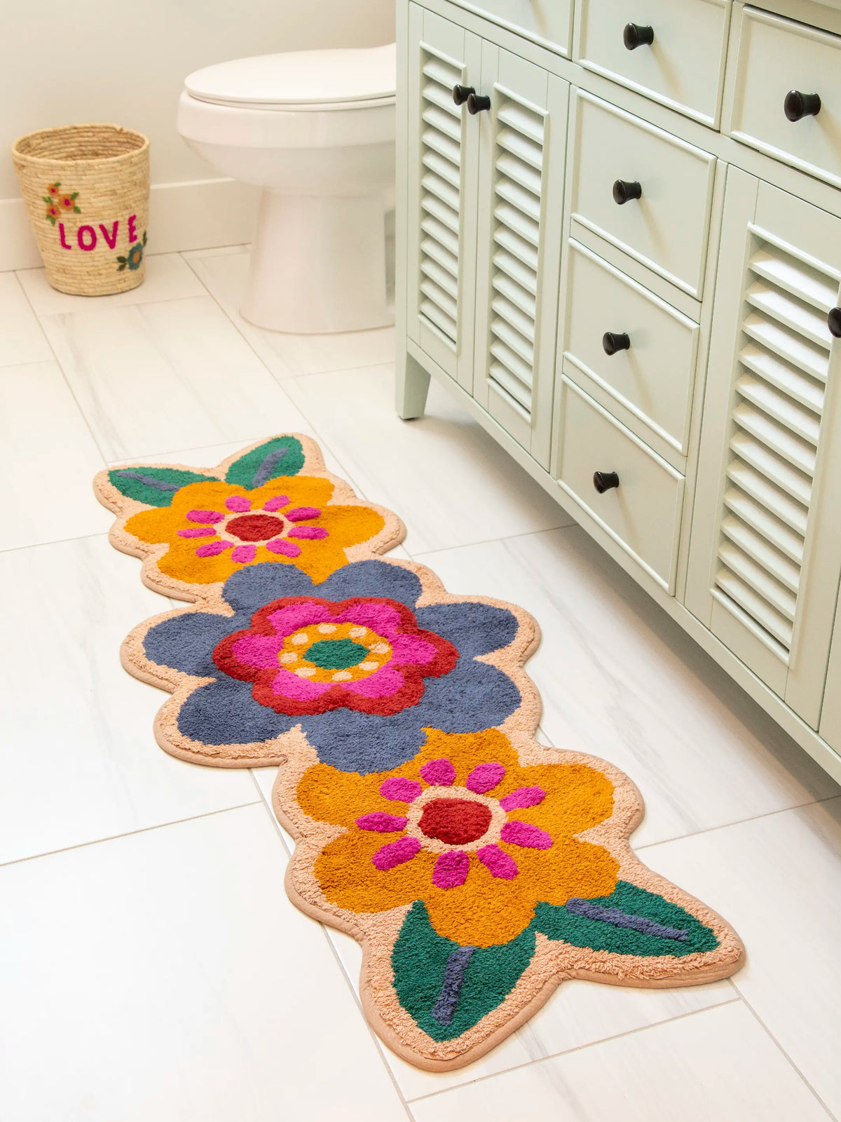 Tufted Runner Bath Mat - Folk Flower