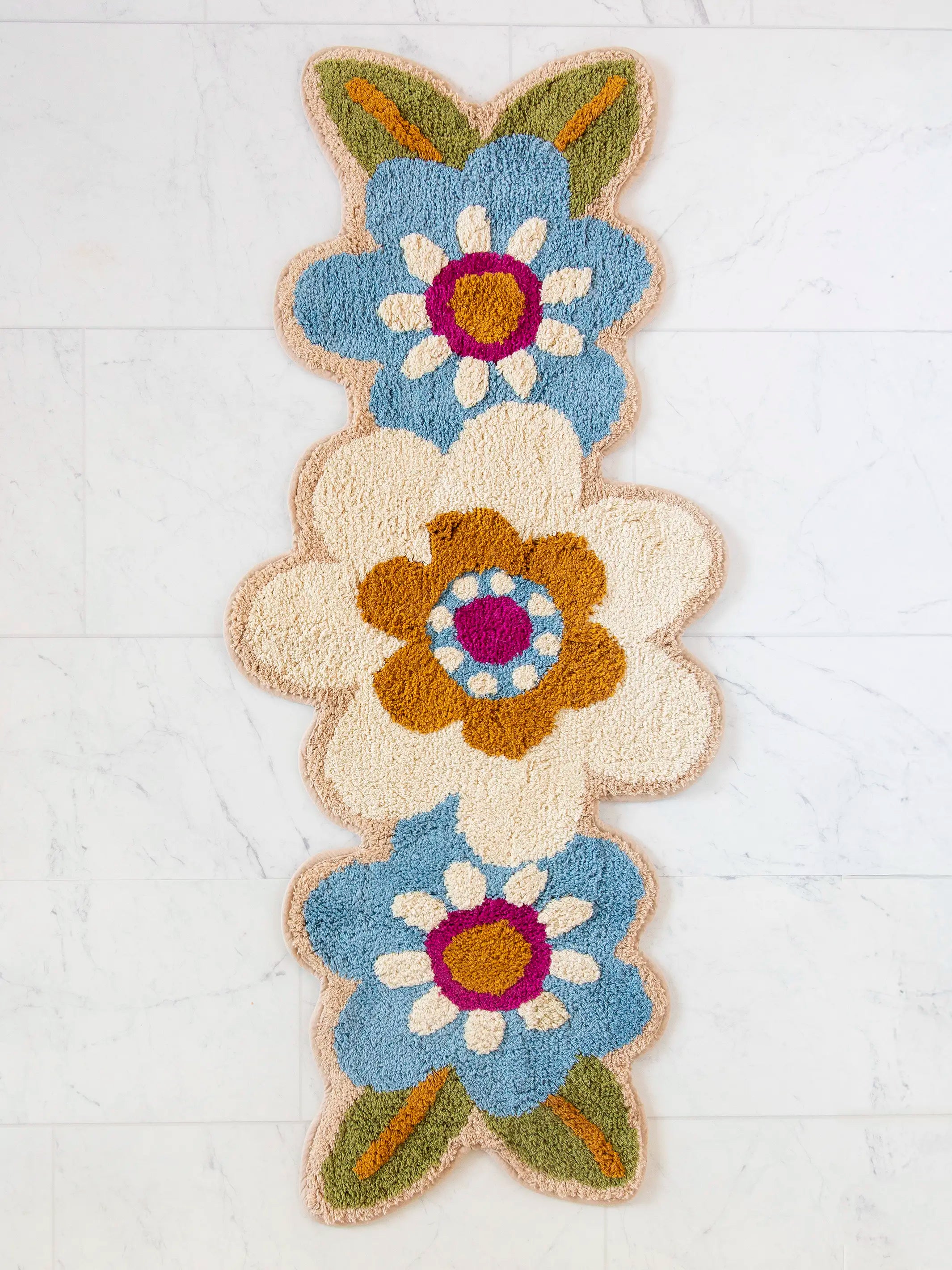 Tufted Runner Bath Mat - Cream Flower