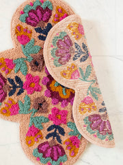Tufted Cotton Bath Mat - Dusty Rose Flower