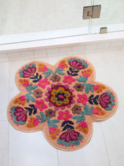 Tufted Cotton Bath Mat - Dusty Rose Flower