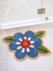 Tufted Cotton Bath Mat - Turquoise Flower