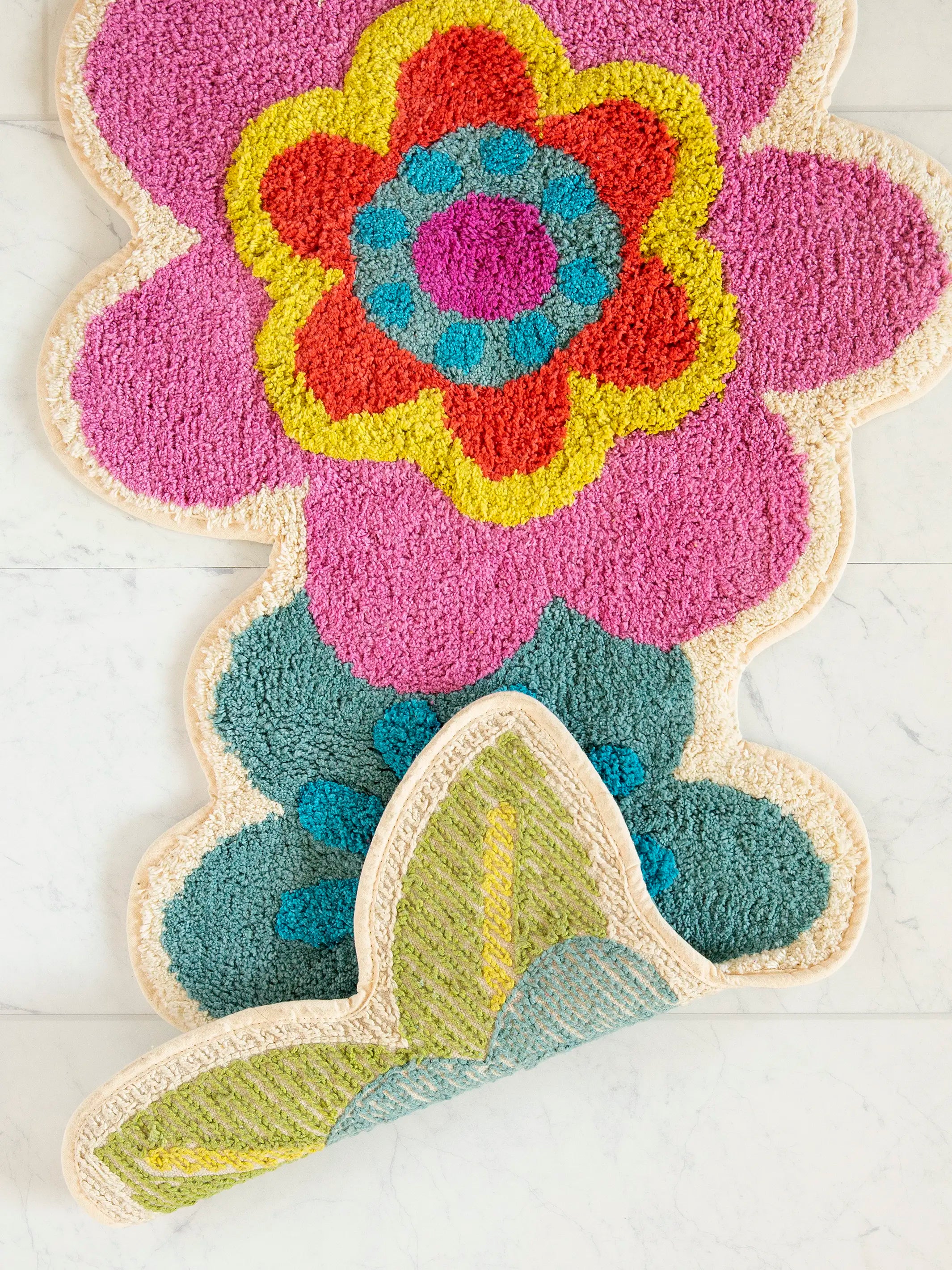 Tufted Runner Bath Mat - Pink Flower